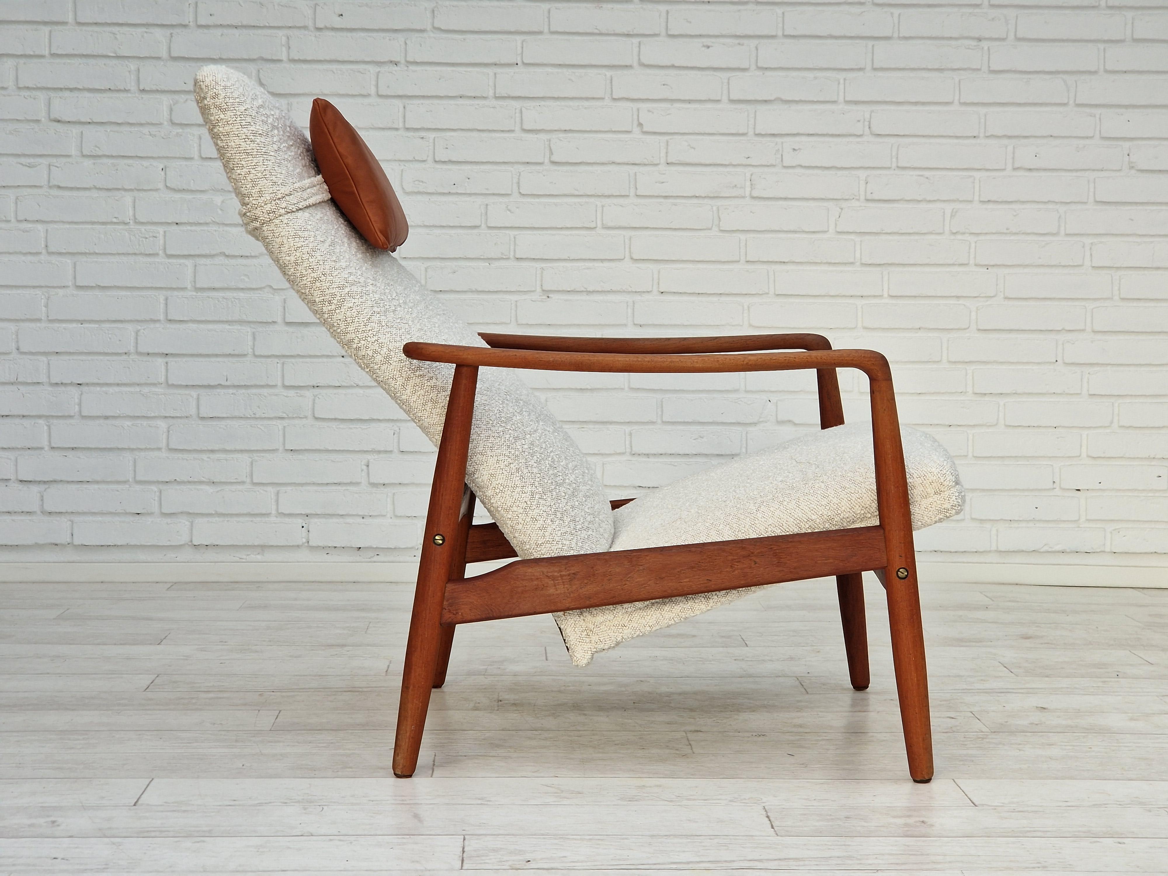 1960s, Danish Design by Søren Ladefoged, Armchair of Teak, White / Beige 4