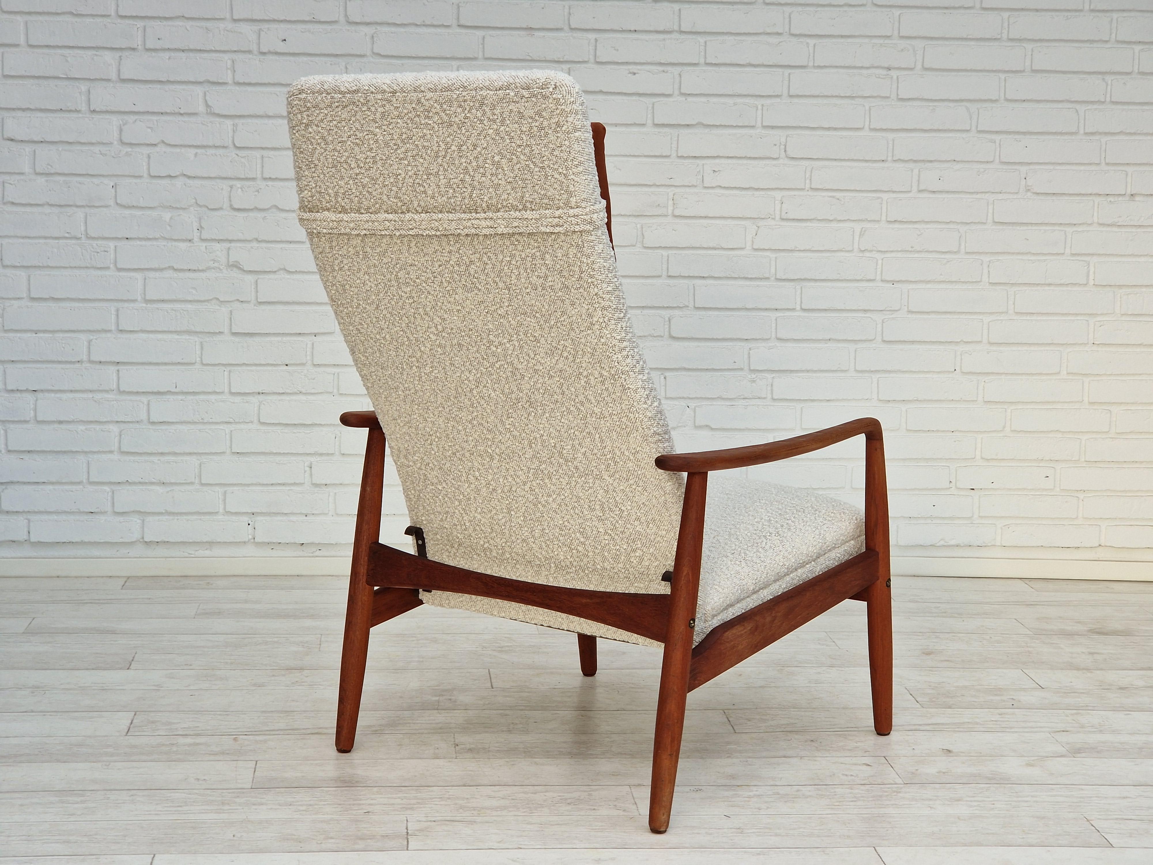 1960s, Danish Design by Søren Ladefoged, Armchair of Teak, White / Beige 5