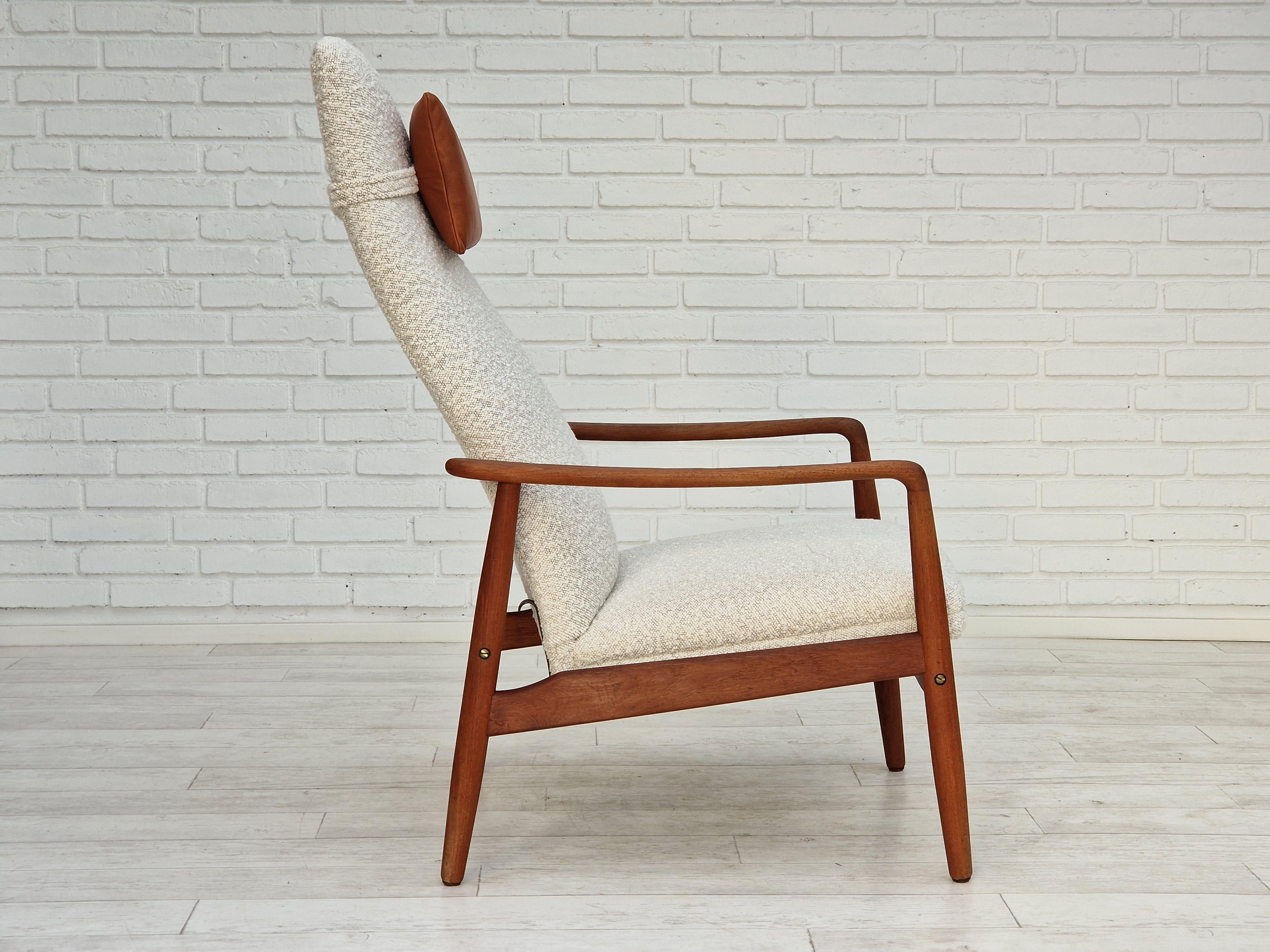1960s, Danish Design by Søren Ladefoged, Armchair of Teak, White / Beige 3