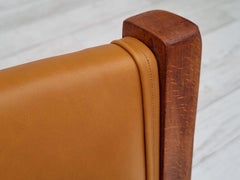 anni '60, design danese, H.J.Wood, set di 3 poltrone, ristrutturato, pelle, legno