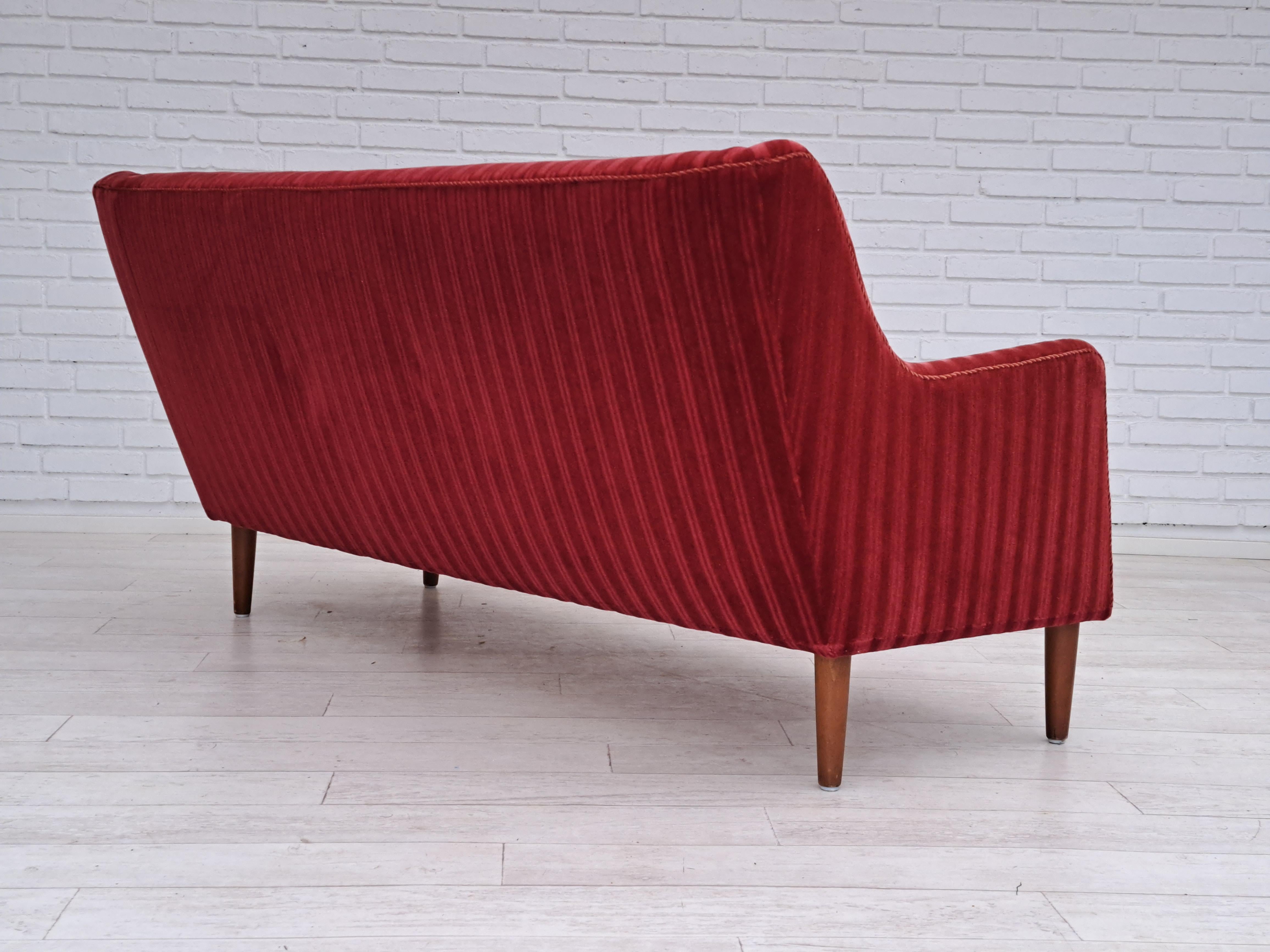 60s, Danish design, sofa set, 2 armchairs + sofa, velour, original condition 4