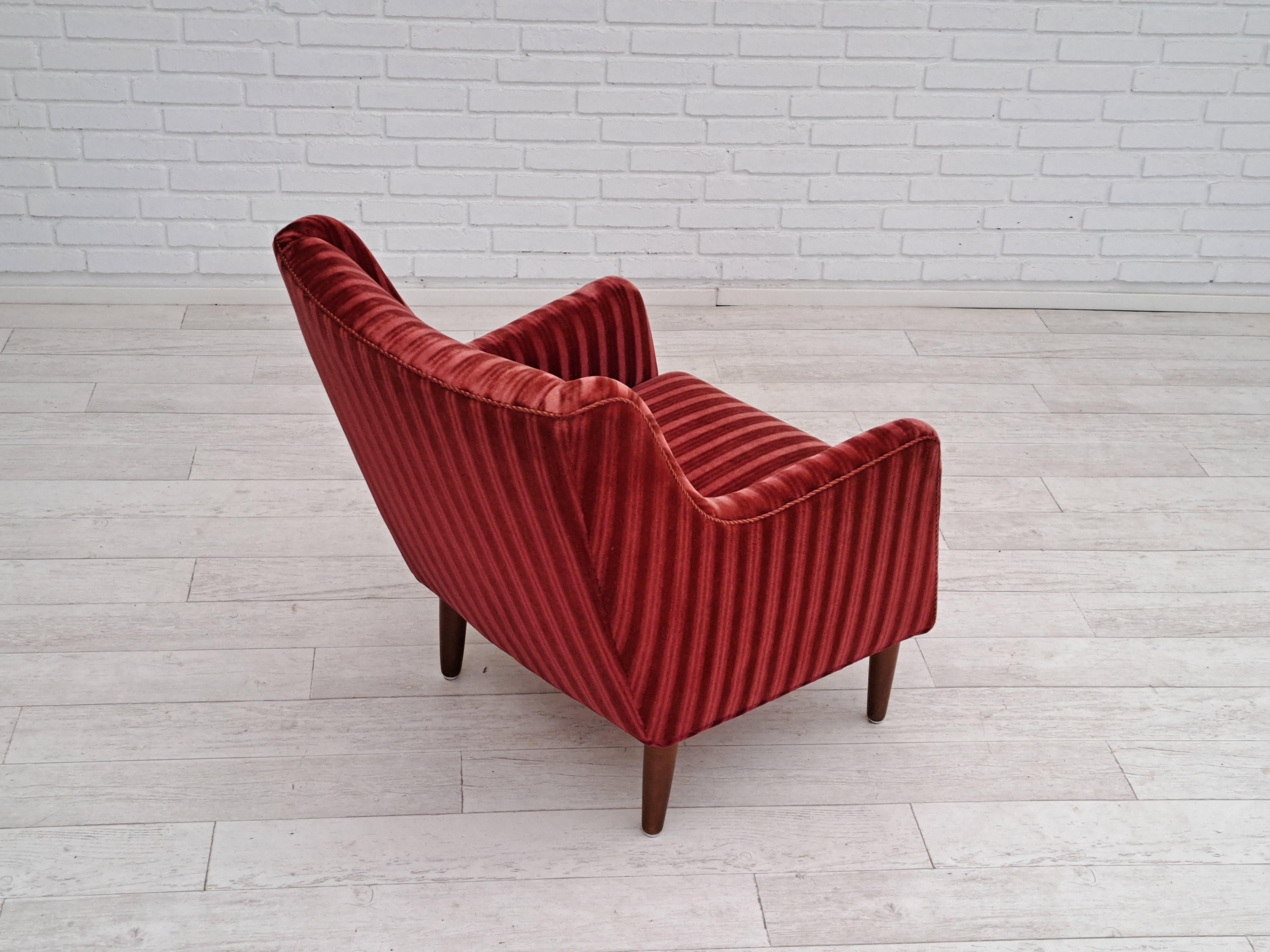 60s, Danish design, sofa set, 2 armchairs + sofa, velour, original condition 8