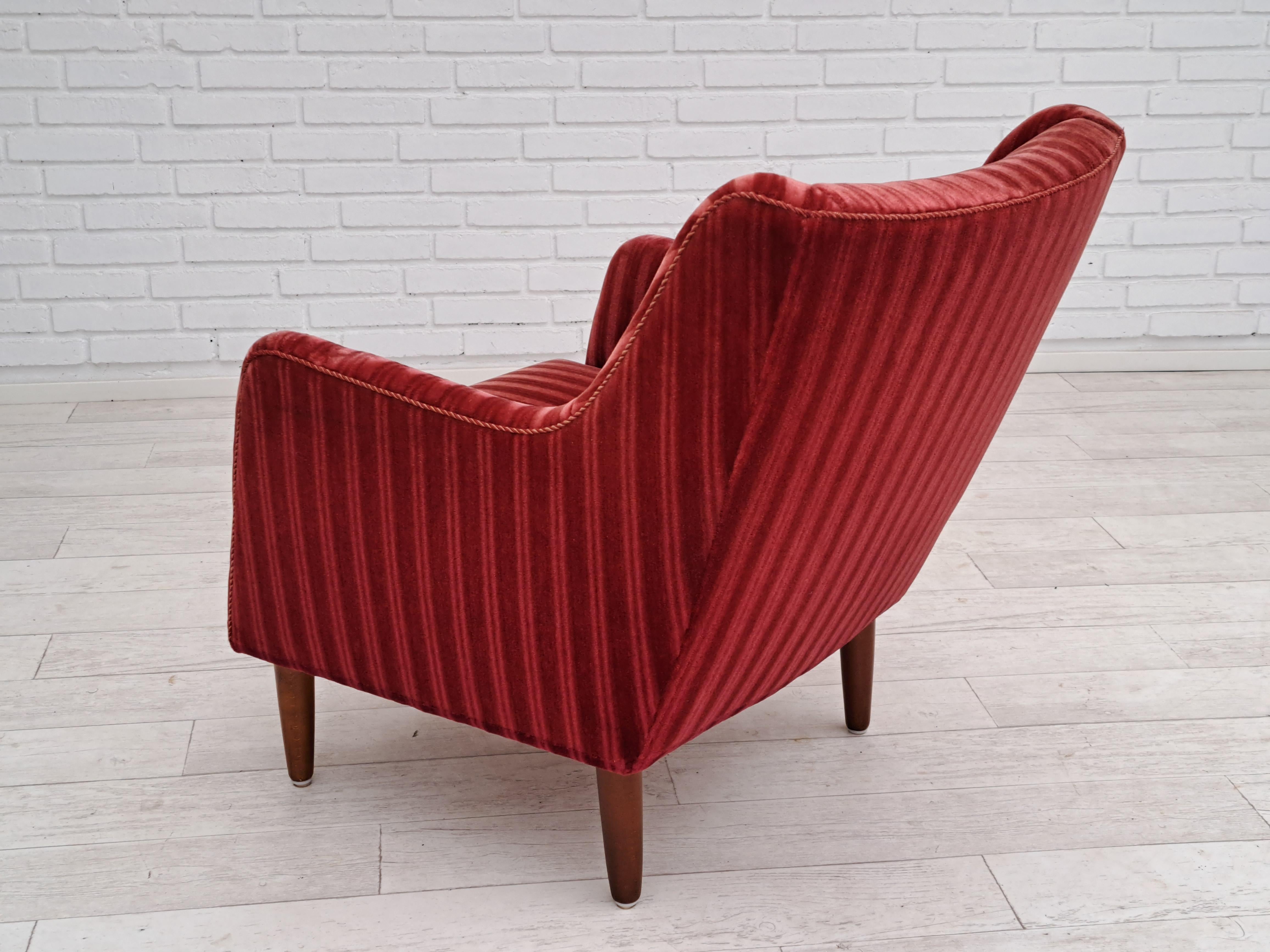 60s, Danish design, sofa set, 2 armchairs + sofa, velour, original condition 11