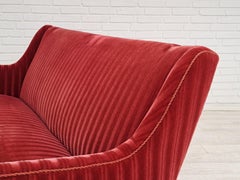 60s, Danish design, sofa set, 2 armchairs + sofa, velour, original condition