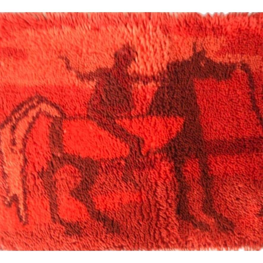 60s Danish Modern Etruscan Ege Rya Rug Tibor Reich Horses Chariots Wall Hanging en venta 3