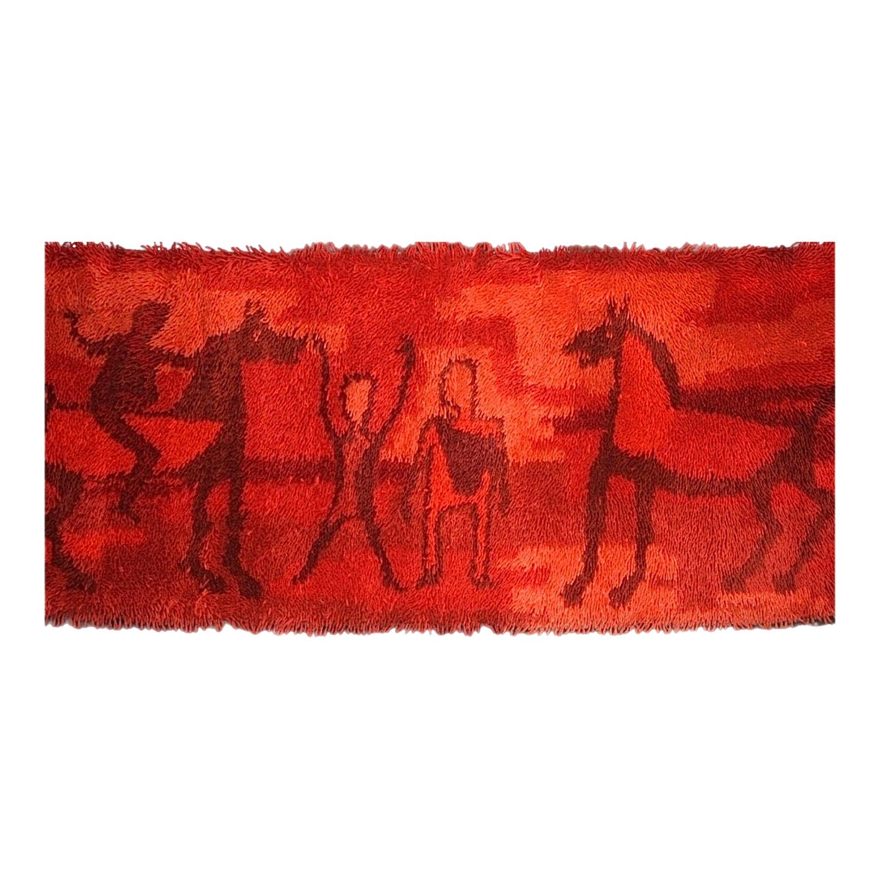 60s Danish Modern Etruscan Ege Rya Rug Tibor Reich Horses Chariots Wall Hanging en venta 5