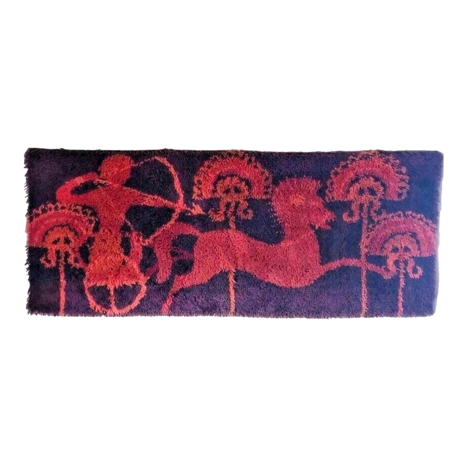 60s Danish Modern Etruscan Ege Rya Rug Tibor Reich Horses Chariots Wall Hanging en venta 7