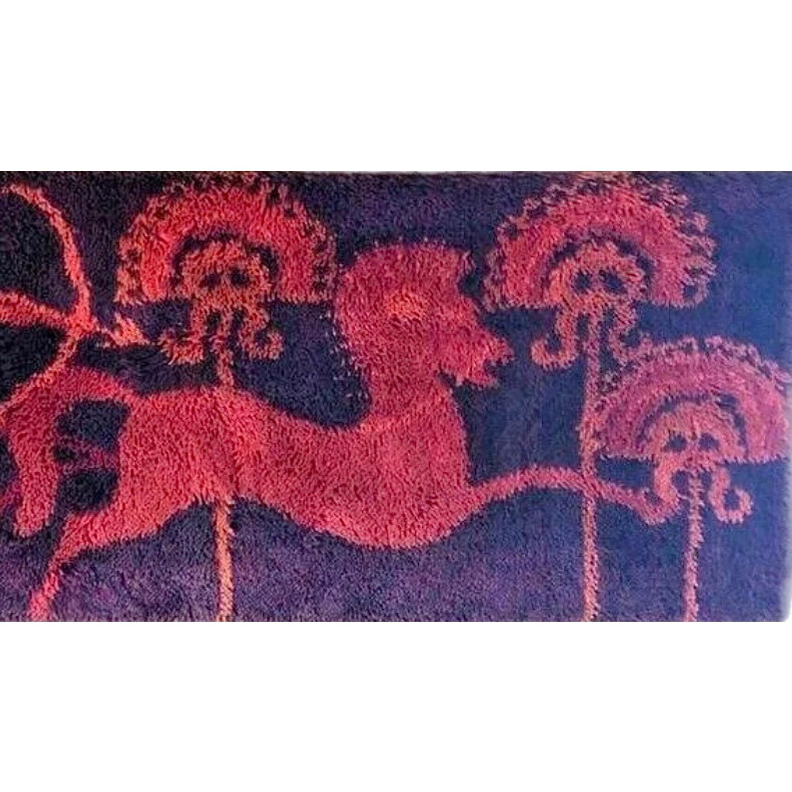 60s Danish Modern Etruscan Ege Rya Rug Tibor Reich Horses Chariots Wall Hanging Moderno de mediados de siglo en venta
