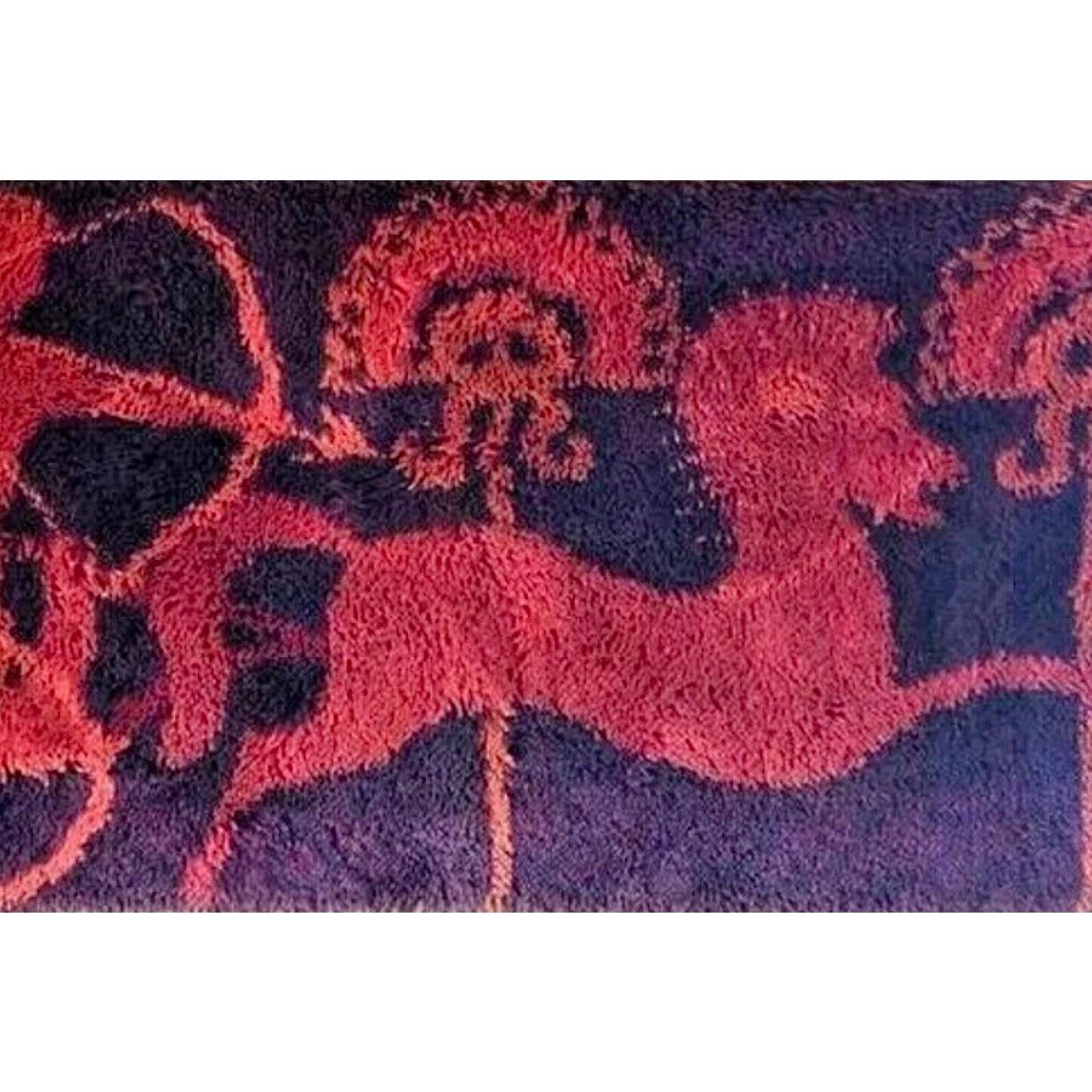 60s Danish Modern Etruscan Ege Rya Rug Tibor Reich Horses Chariots Wall Hanging en Bueno estado para la venta en St.Petersburg, FL