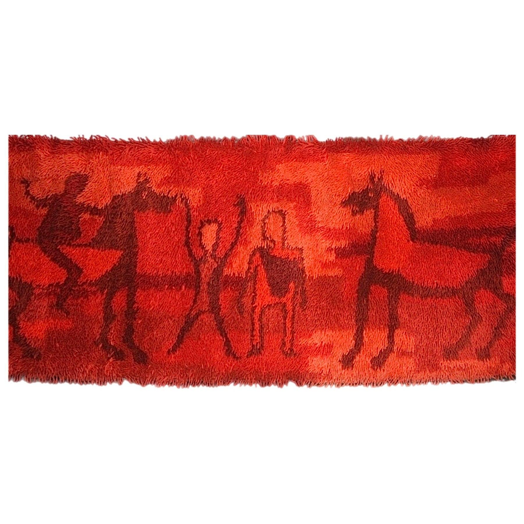60s Danish Modern Etruscan Ege Rya Rug Tibor Reich Horses Chariots Wall Hanging en venta 2