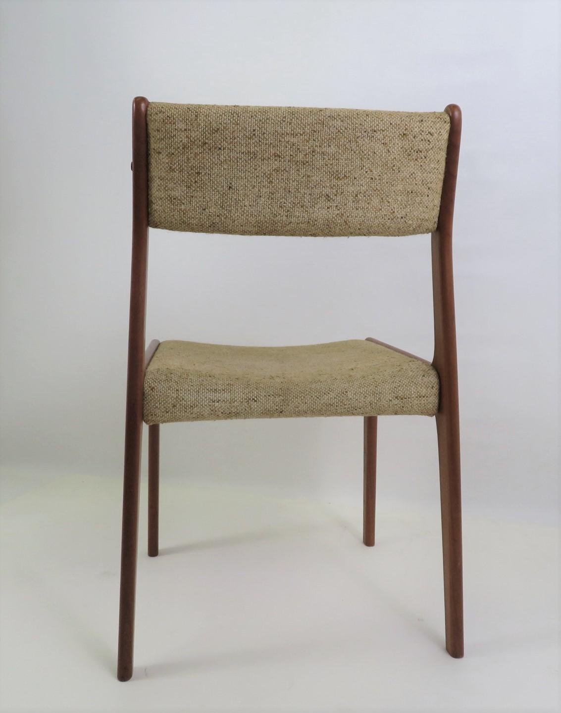 Wool 60s Danish Modern Single Teak Desk Dining Chair Farso Stolefabrik, Denmark