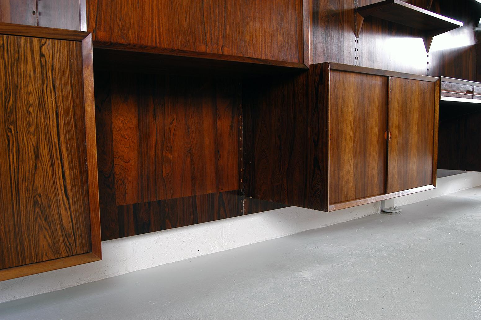 Rare 1960s Danish Rosewood ‘Cado’ Wall System by Poul Cadovius Midcentury Office 10