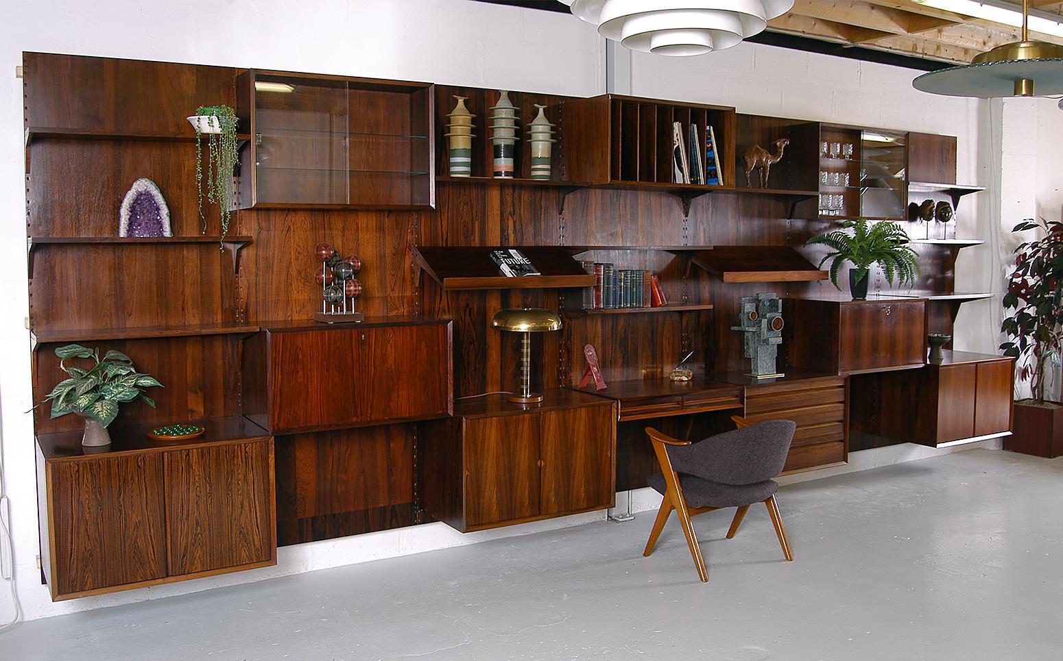 Rare 1960s Danish Rosewood ‘Cado’ Wall System by Poul Cadovius Midcentury Office In Good Condition In Sherborne, Dorset