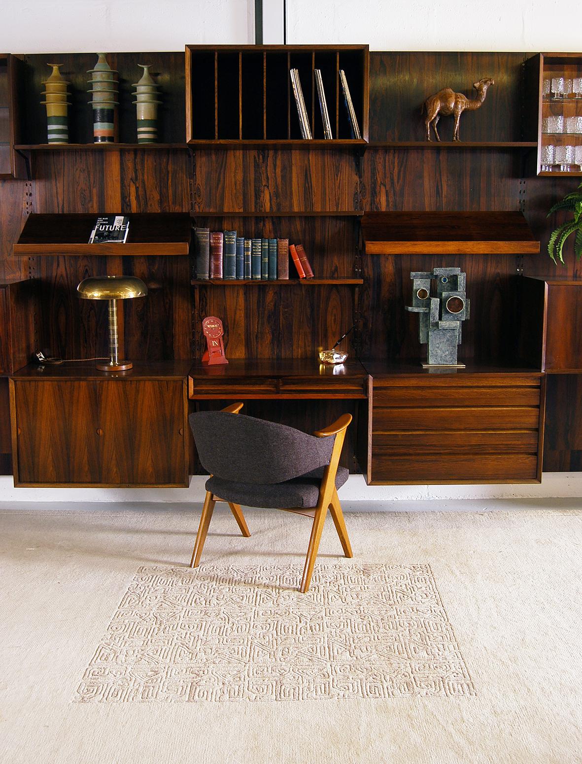 Glass Rare 1960s Danish Rosewood ‘Cado’ Wall System by Poul Cadovius Midcentury Office