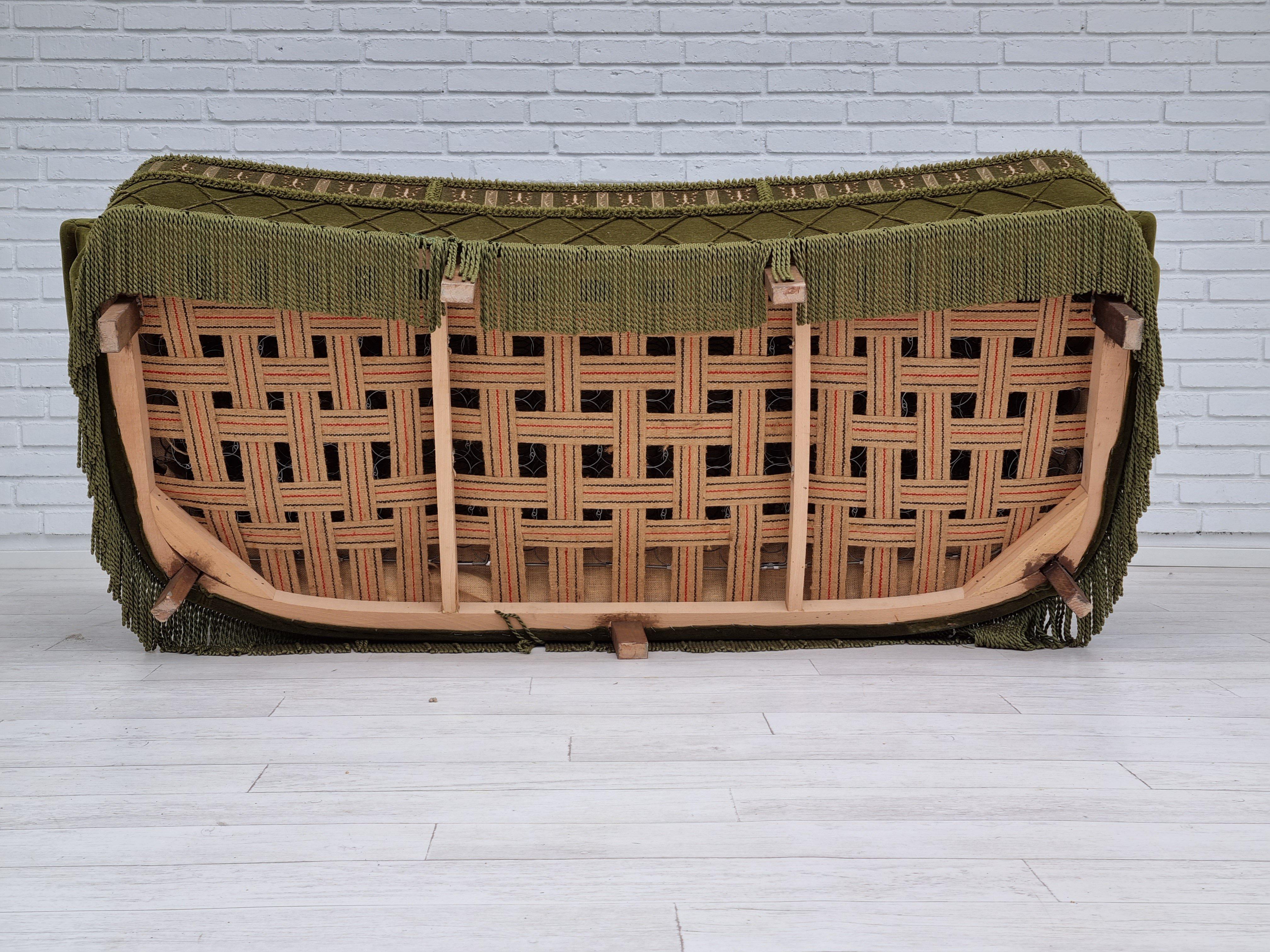 60s, Danish vintage 3 pers. sofa, velour, original condition 3