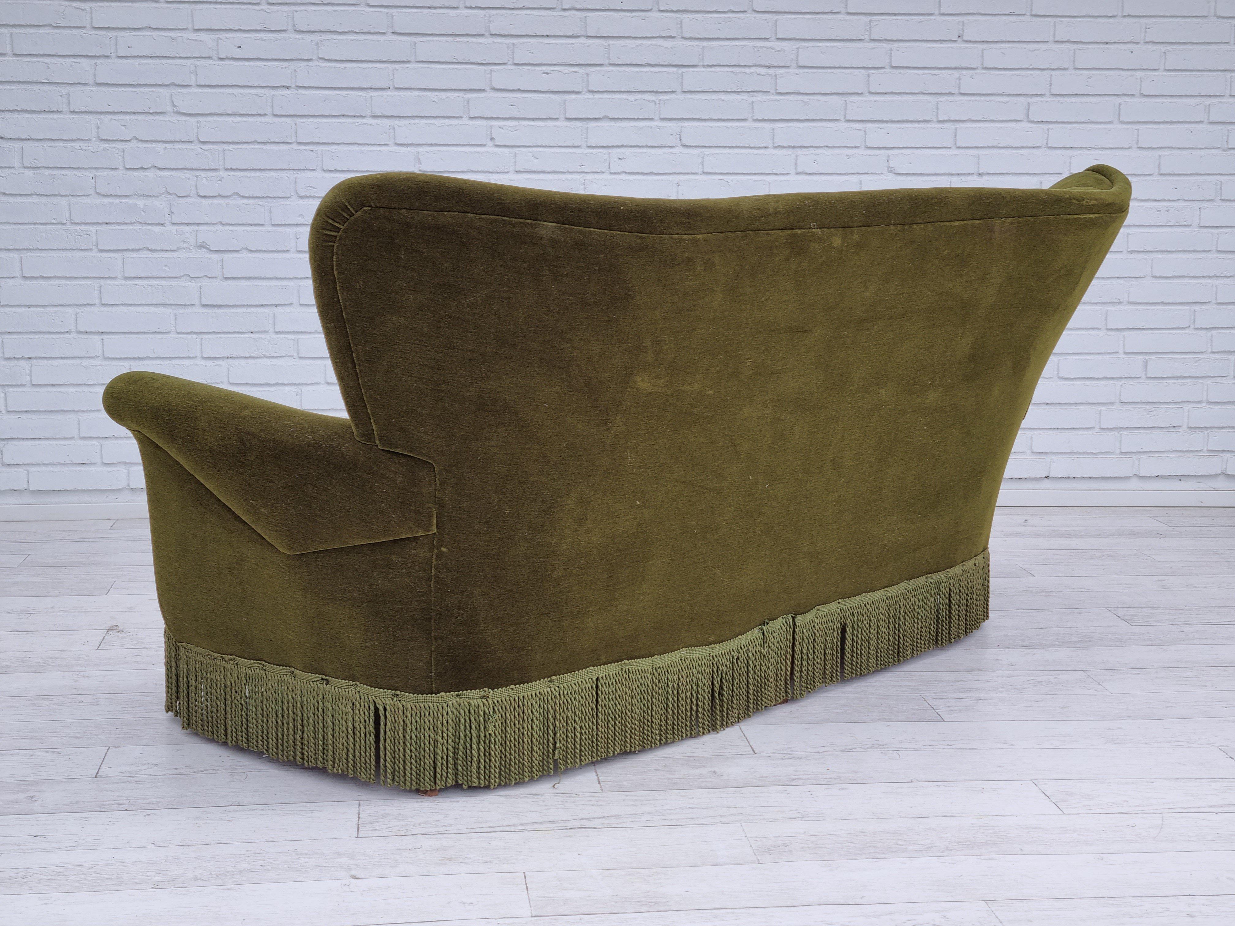 60s, Danish vintage 3 pers. sofa, velour, original condition 5