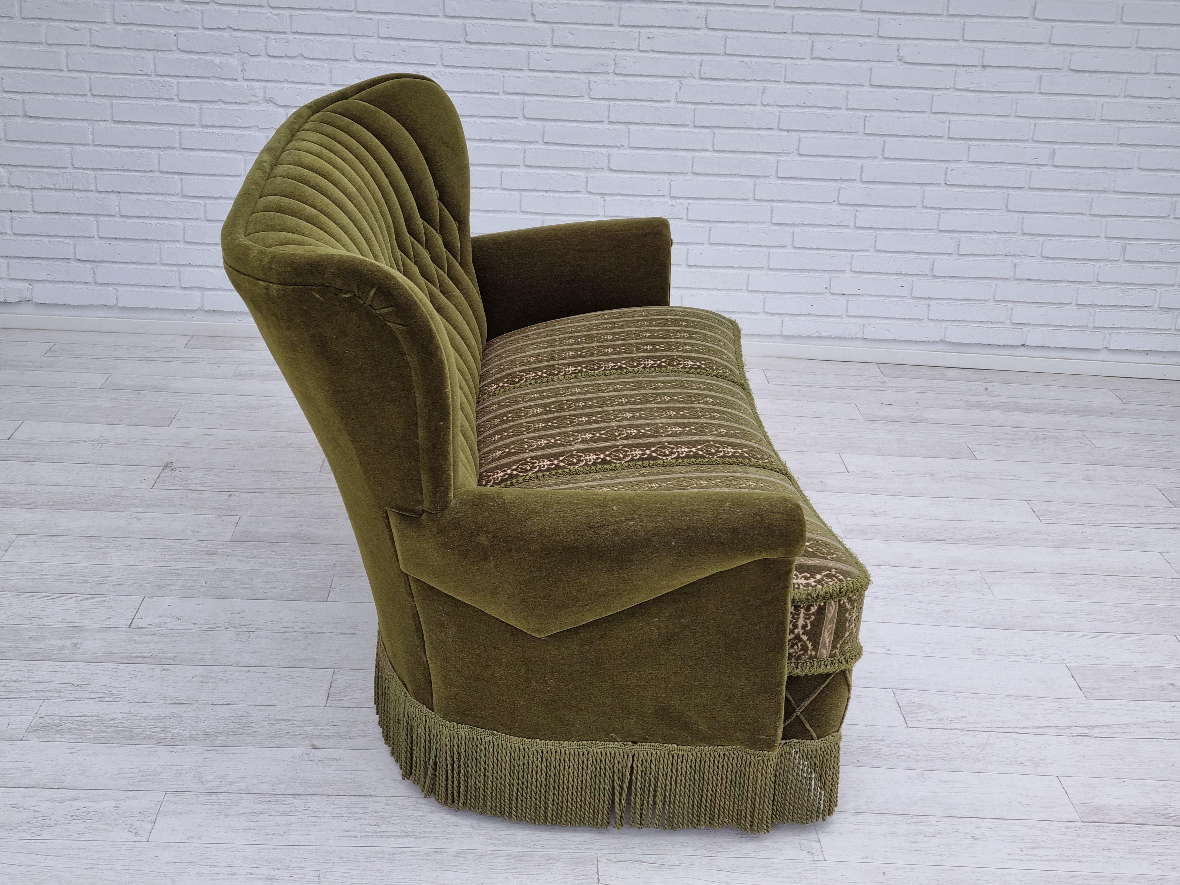 60s, Danish vintage 3 pers. sofa, velour, original condition 8