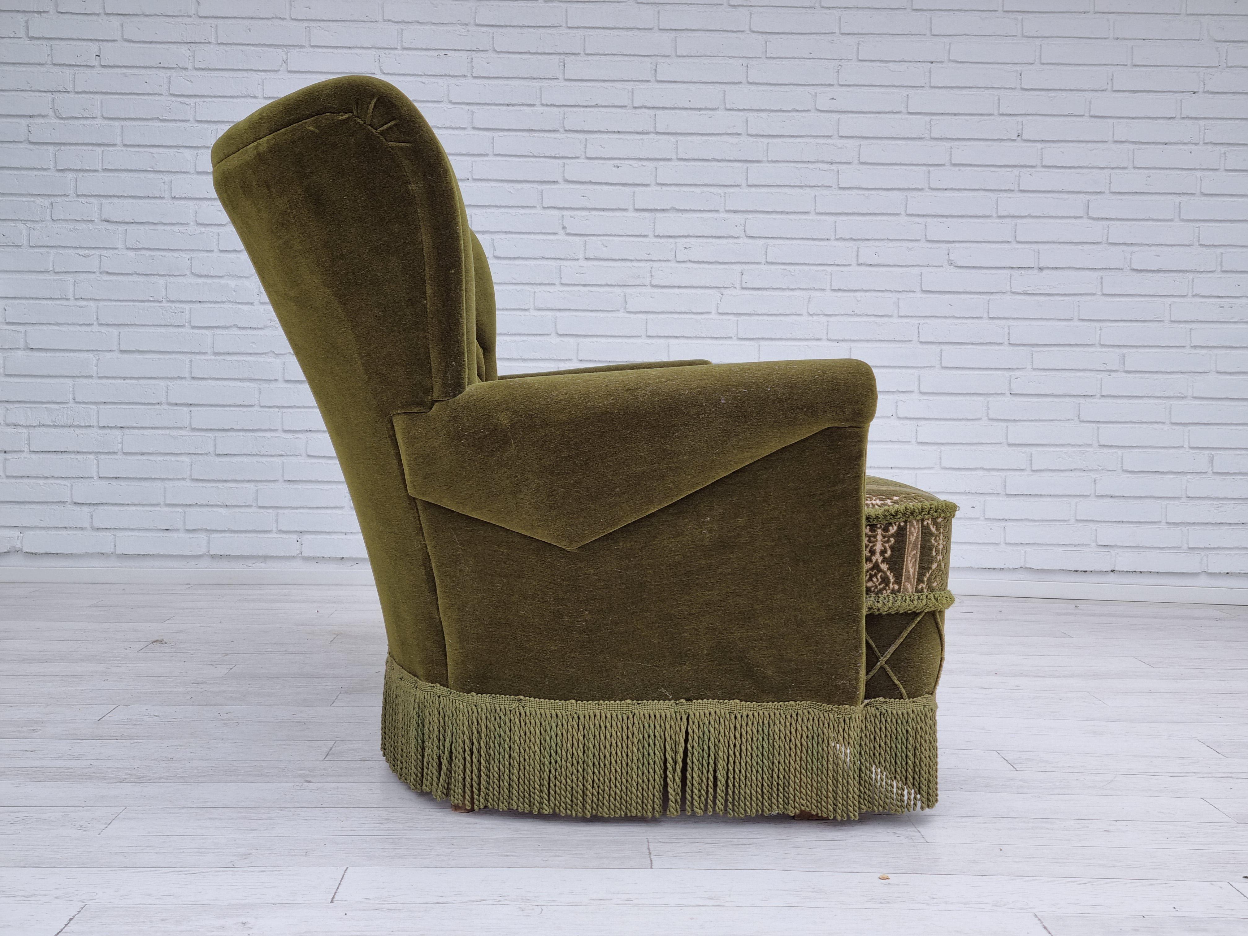 60s, Danish vintage 3 pers. sofa, velour, original condition 9