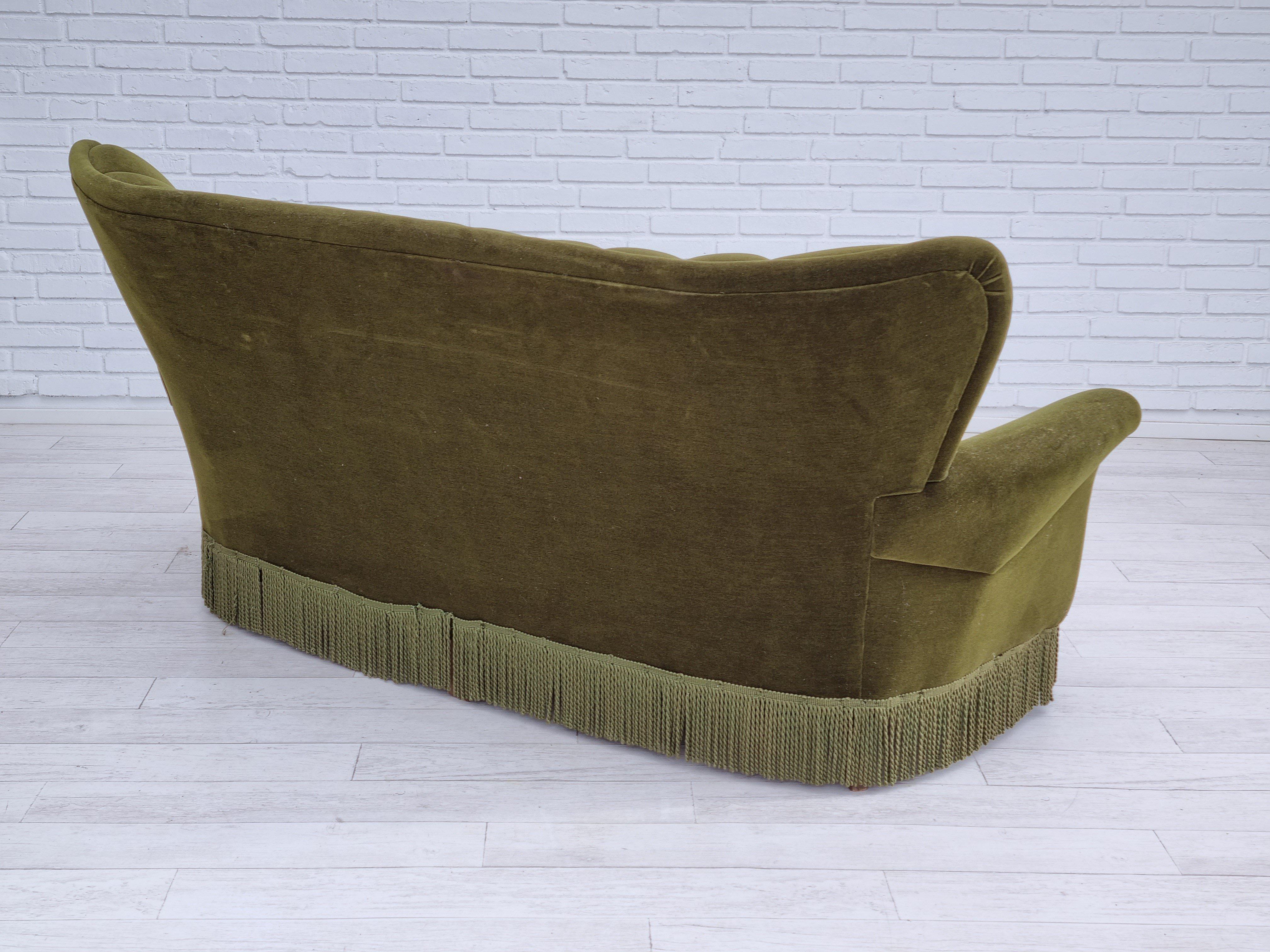 Mid-20th Century 60s, Danish vintage 3 pers. sofa, velour, original condition