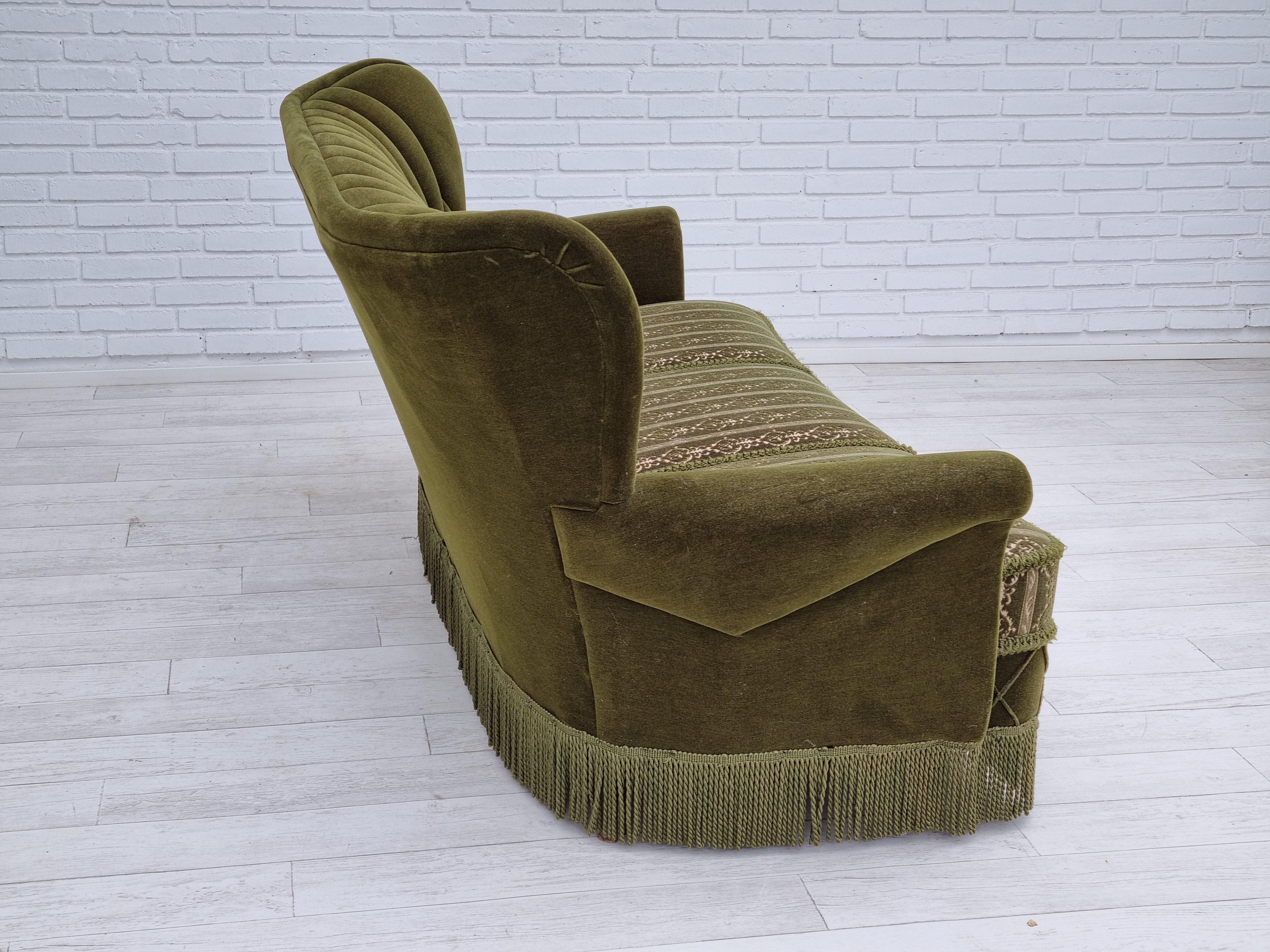 Velvet 60s, Danish vintage 3 pers. sofa, velour, original condition