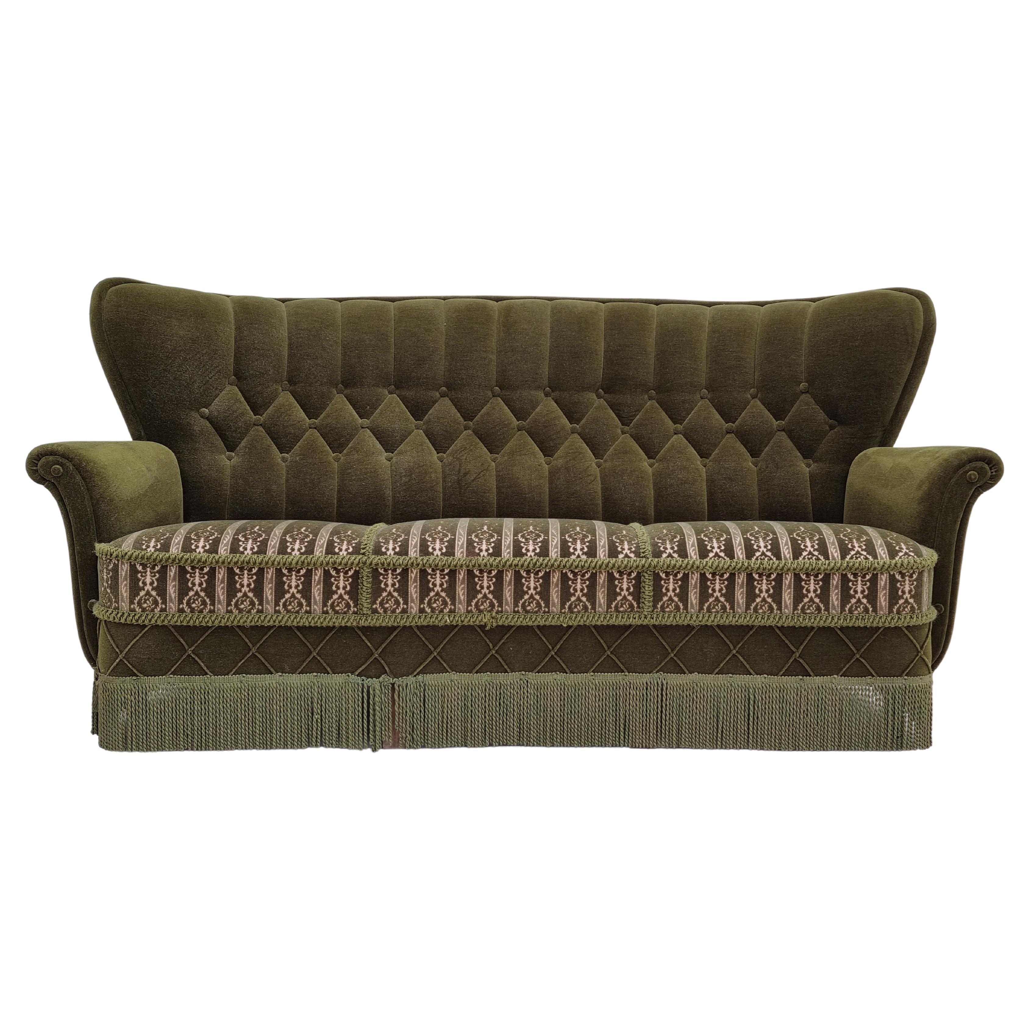 60s, Danish vintage 3 pers. sofa, velour, original condition