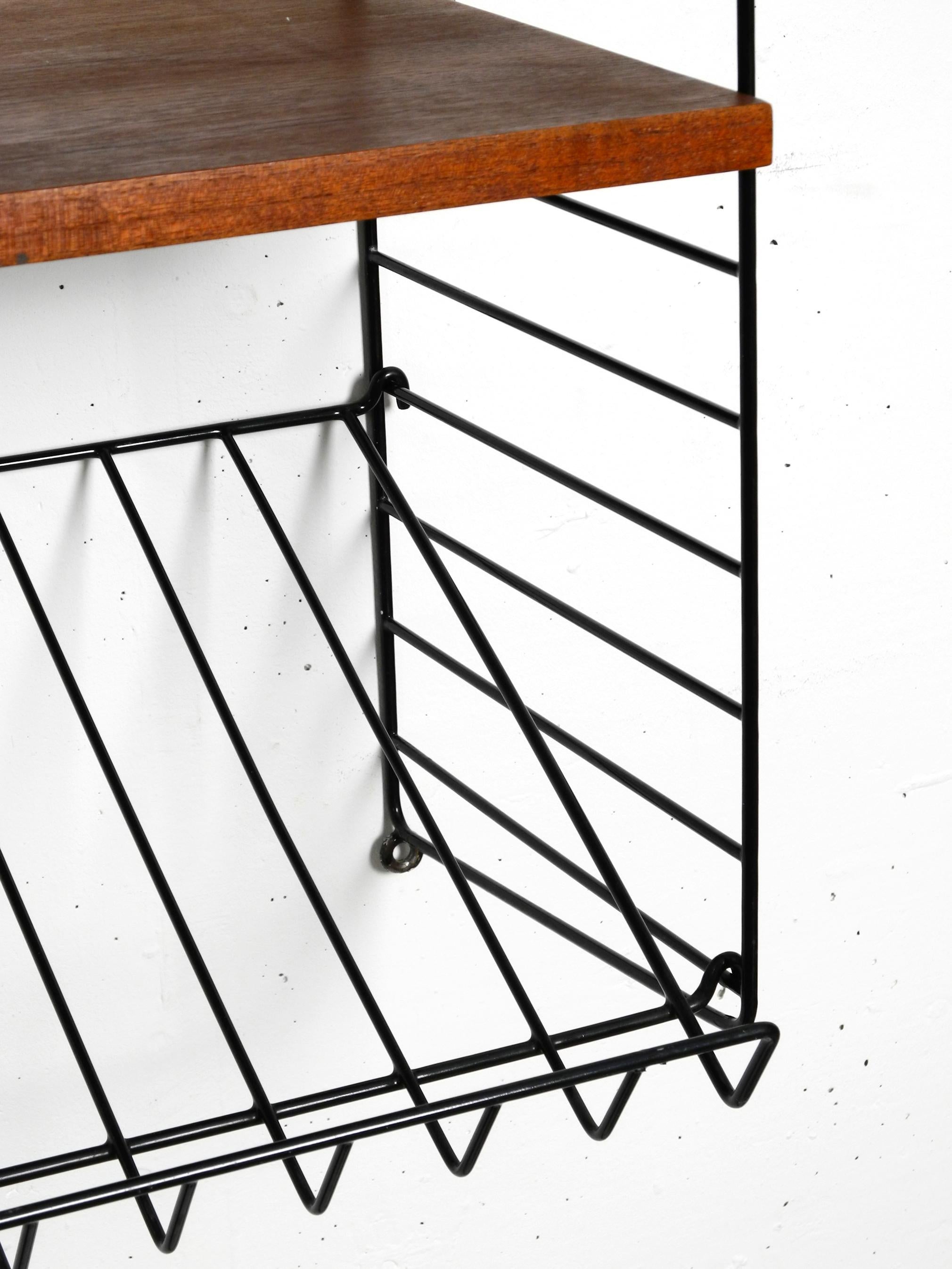 60s dark teak Nisse Strinning wall hanging shelf with 4 shelves + magazine rack 4