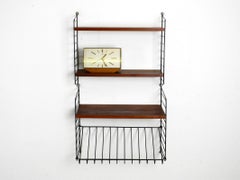 60s dark teak Nisse Strinning wall hanging shelf with 4 shelves + magazine rack
