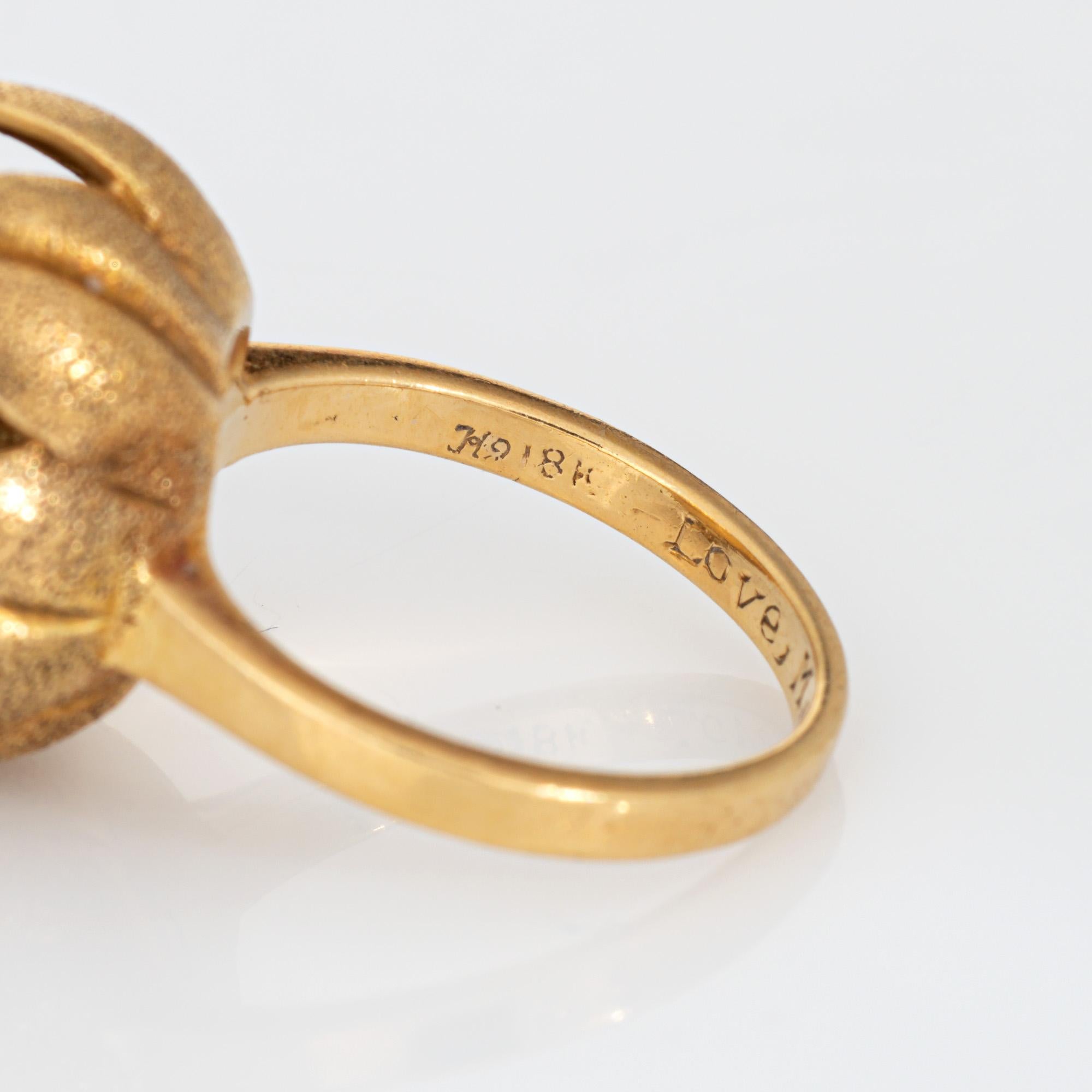 60s Diamond Gemstone Tulip Ring Vintage 18k Yellow Gold Sz 5.5 Flower Jewelry  en vente 1