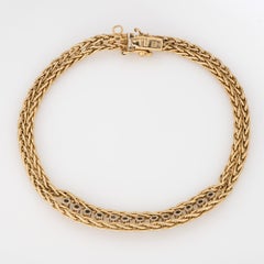 60s Diamond Mesh Bracelet Vintage 14k Yellow Gold 7" Estate Fine Jewelry