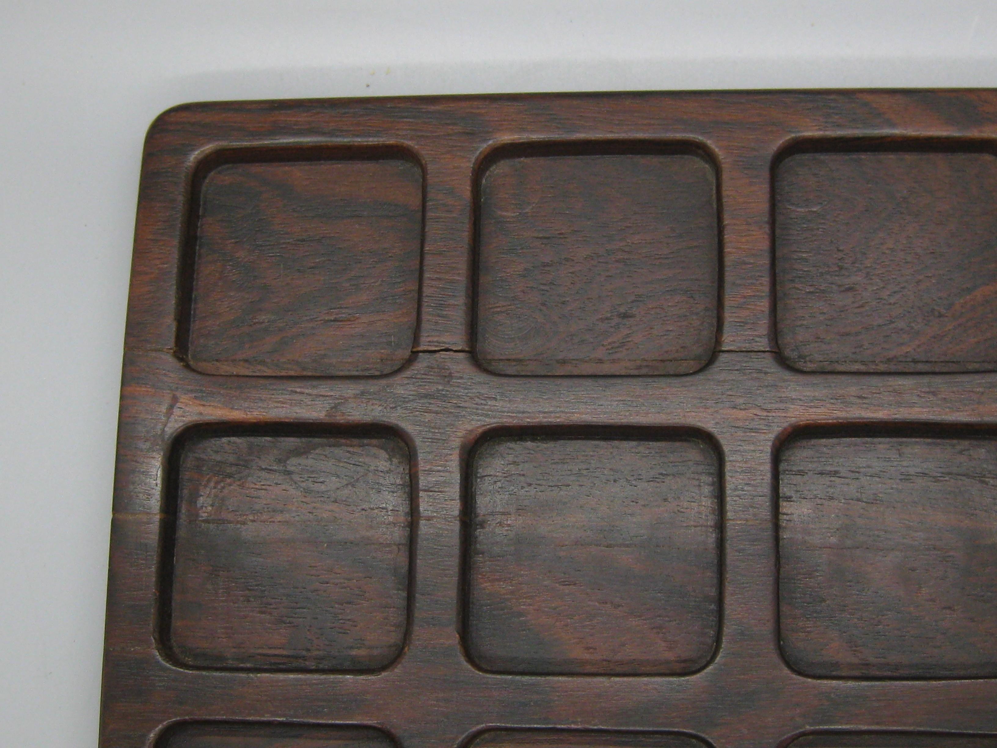 60's Don S Shoemaker for Senal Carved Rosewood Tic-tac-toe Game Mexico Sculpture For Sale 5