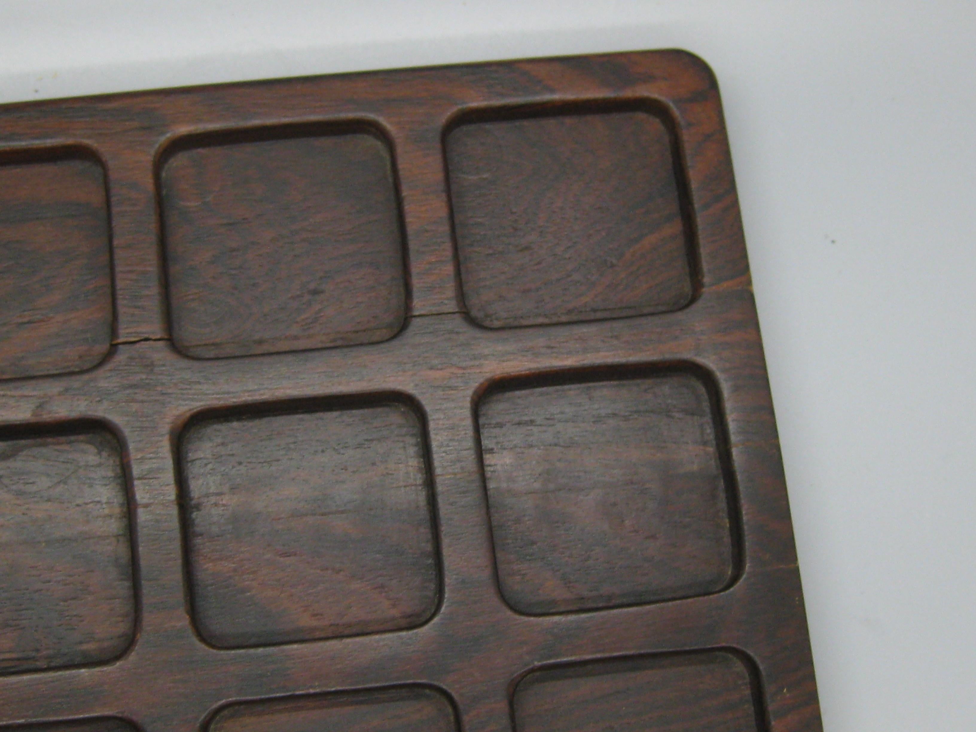 60's Don S Shoemaker for Senal Carved Rosewood Tic-tac-toe Game Mexico Sculpture For Sale 6