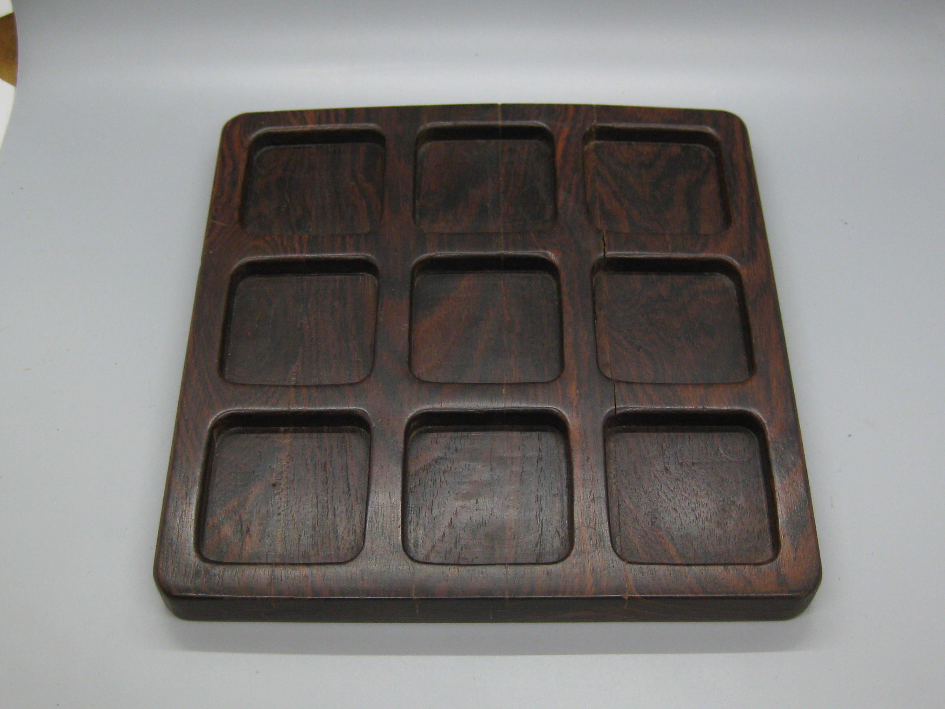 60's Don S Shoemaker for Senal Carved Rosewood Tic-tac-toe Game Mexico Sculpture For Sale 1