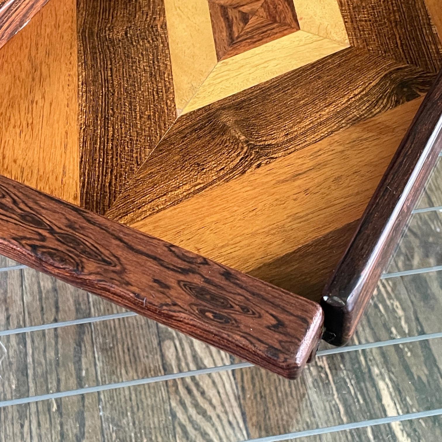 60s Don Shoemaker Bandeja Madera dura mexicana exótica Diamante Motivo geométrico Artesano en venta 6