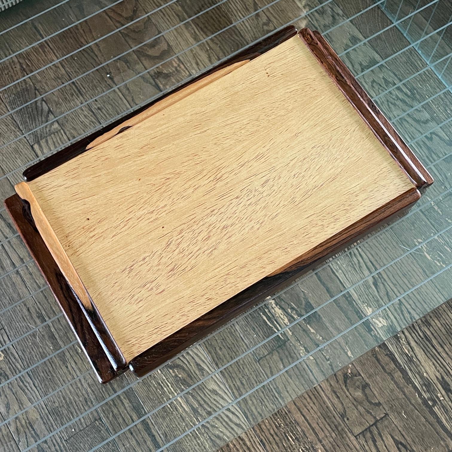60s Don Shoemaker Bandeja Madera dura mexicana exótica Diamante Motivo geométrico Artesano en venta 7