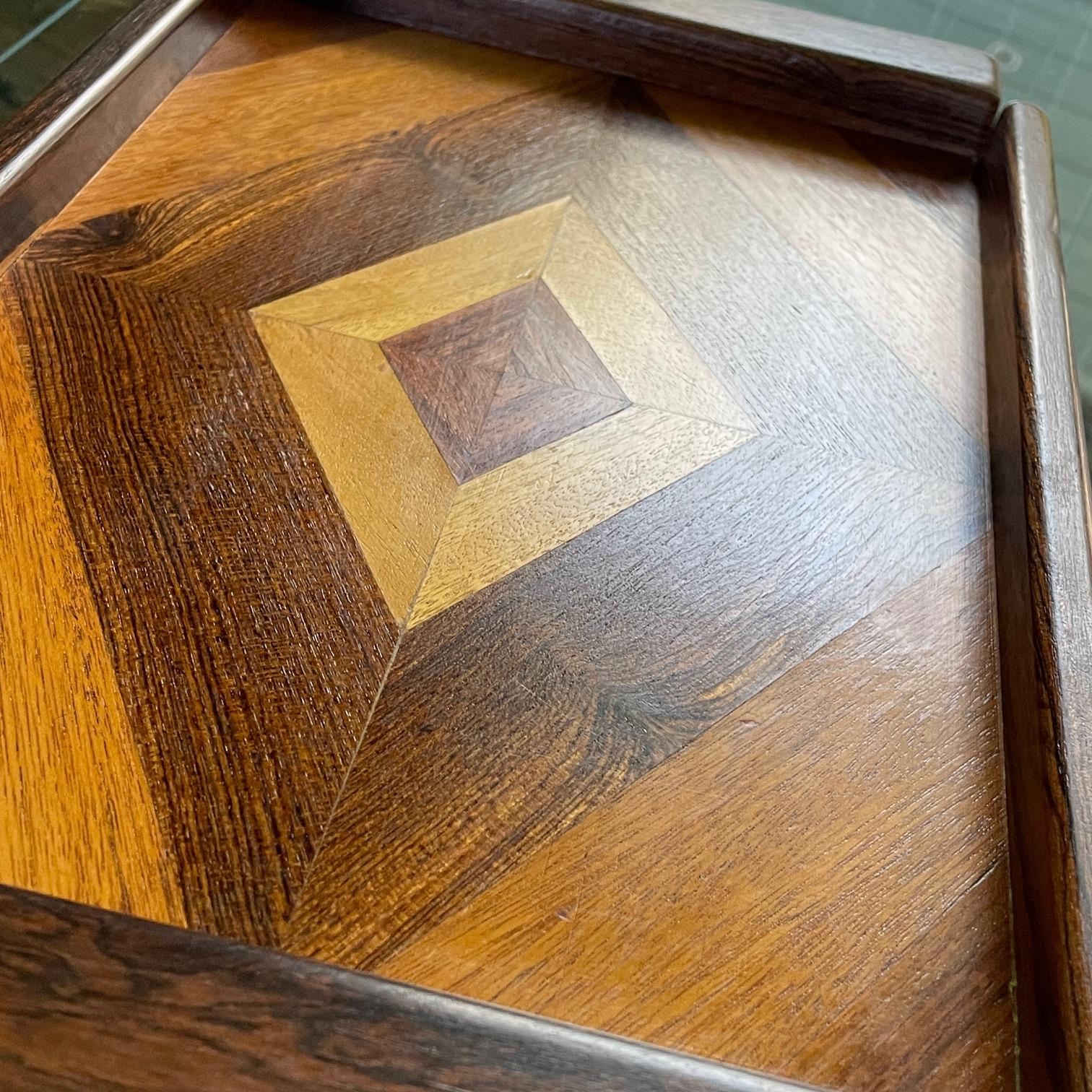 60s Don Shoemaker Bandeja Madera dura mexicana exótica Diamante Motivo geométrico Artesano en venta 1