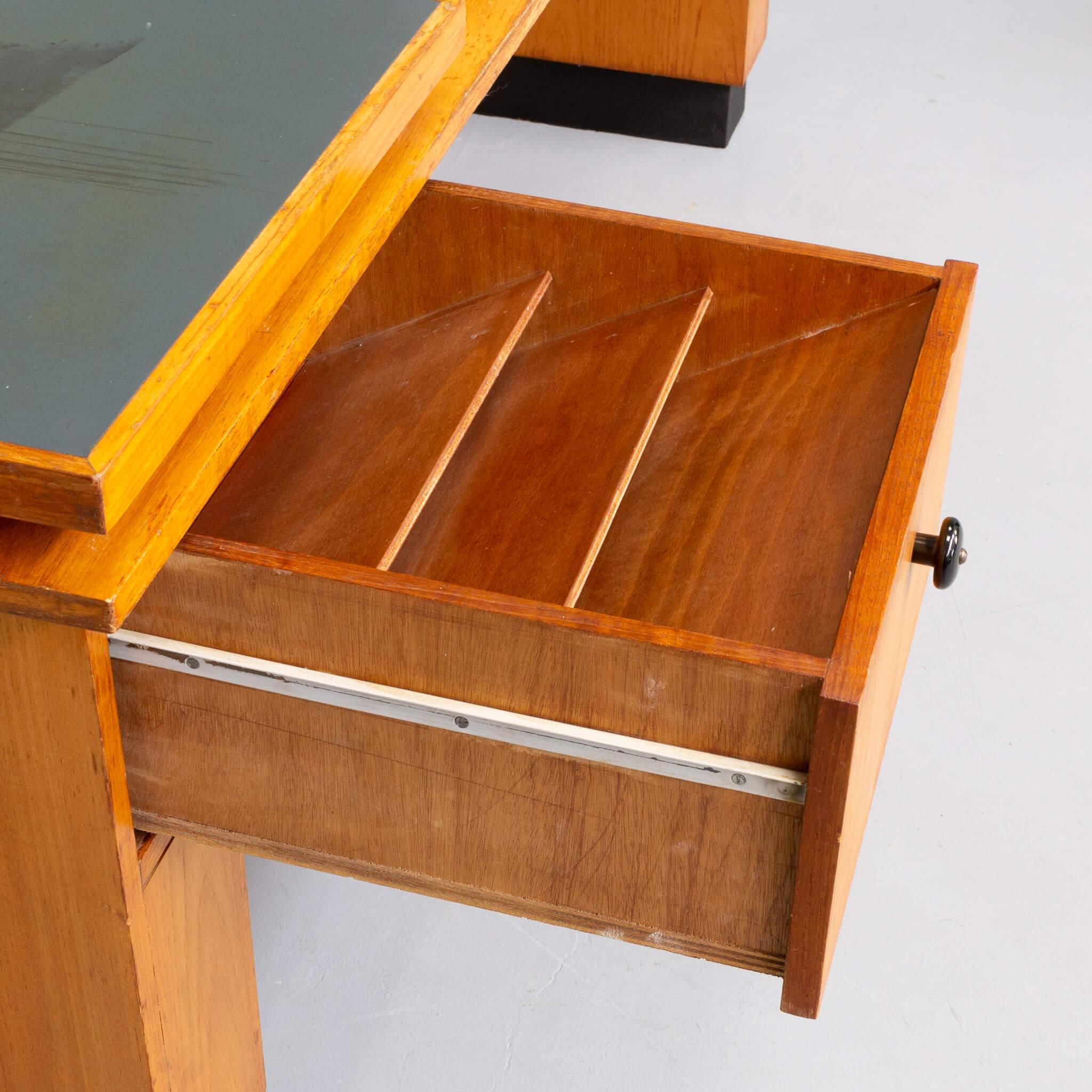 60s Double Table Top Oak Wooden Writing Desk by Gebr Verhouden for Philips For Sale 4