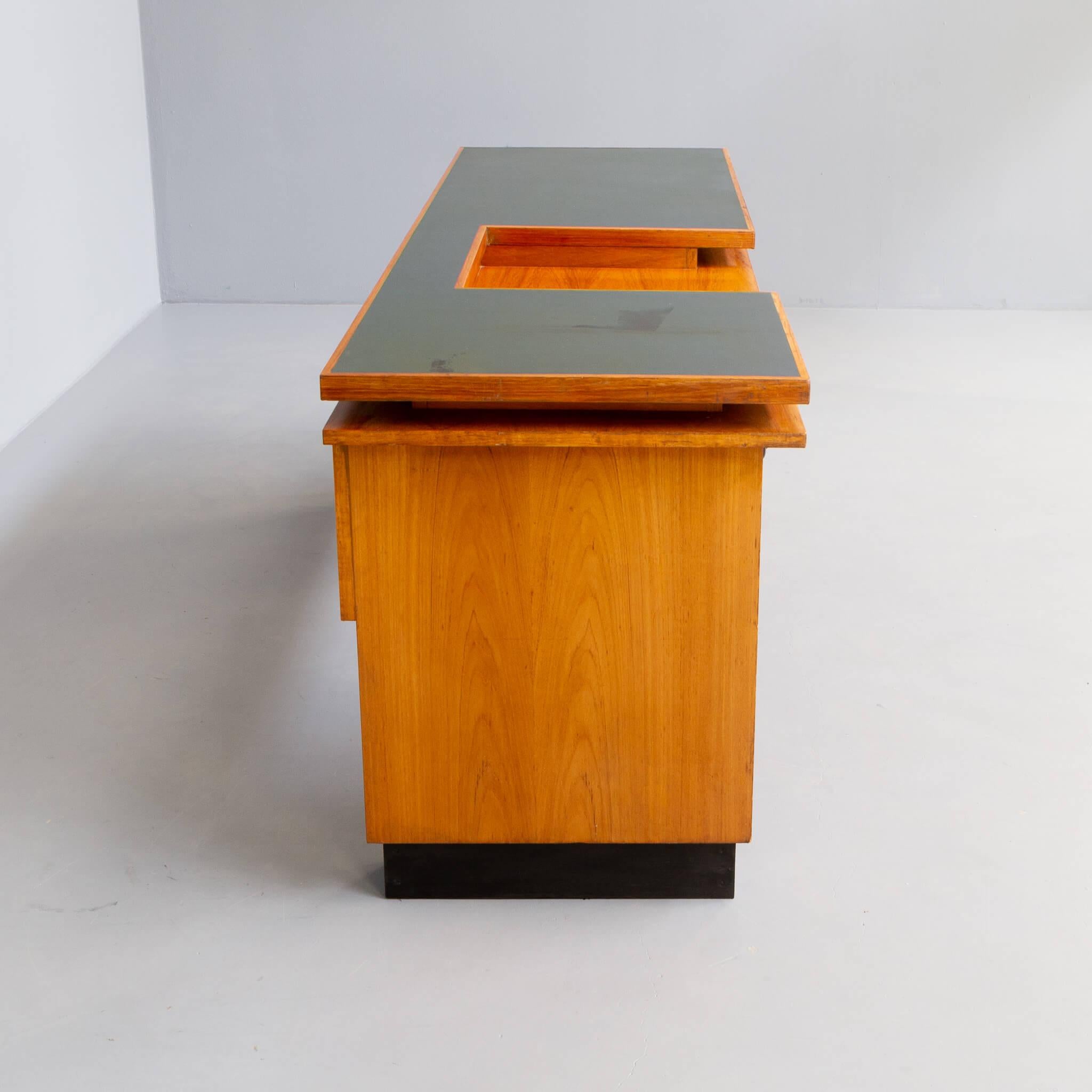 20th Century 60s Double Table Top Oak Wooden Writing Desk by Gebr Verhouden for Philips For Sale