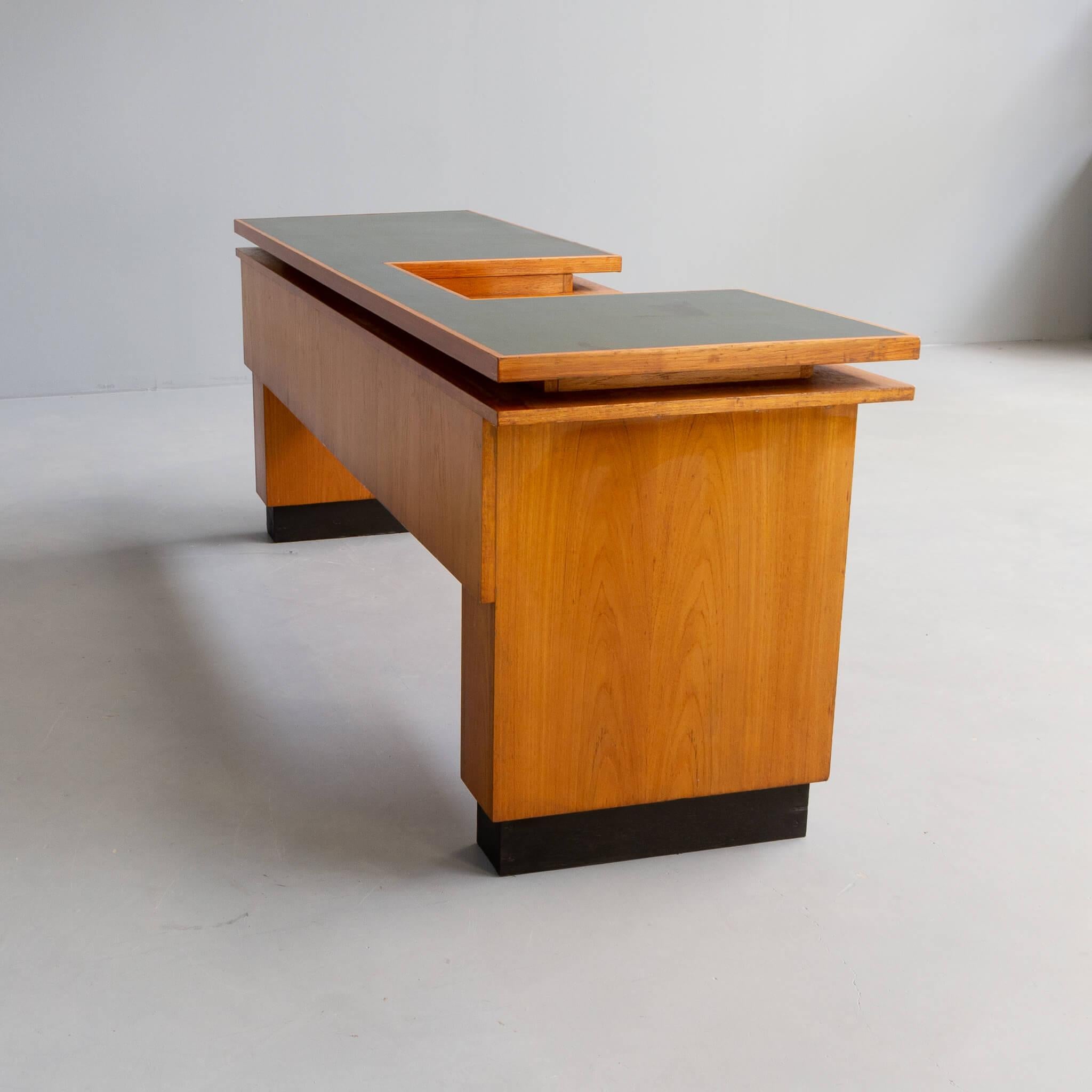Teak 60s Double Table Top Oak Wooden Writing Desk by Gebr Verhouden for Philips For Sale