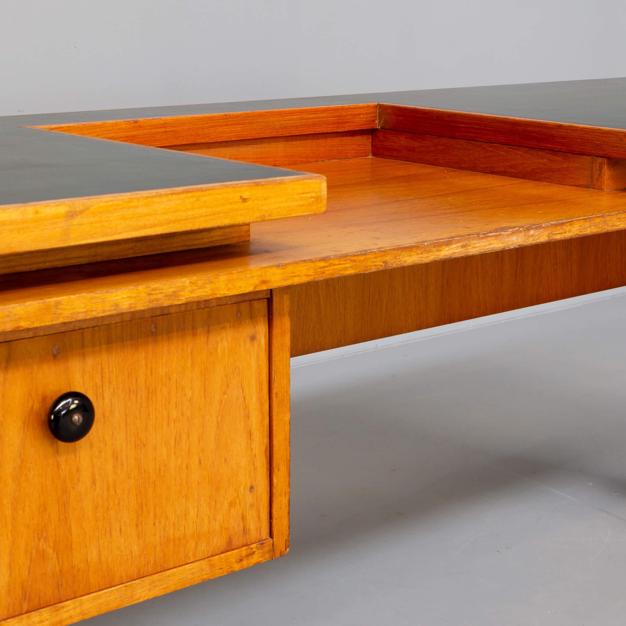 60s Double Table Top Oak Wooden Writing Desk by Gebr Verhouden for Philips For Sale 2