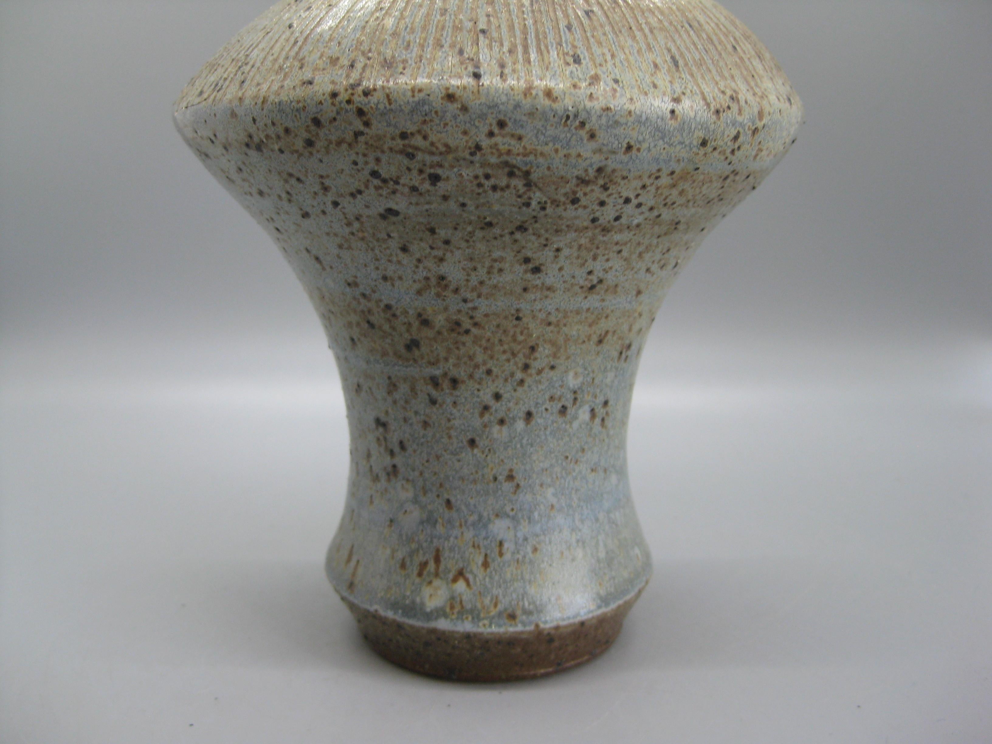 Ed Cromley California Studio Art Pottery Sgraffito Organic Weed Vase Vessel 4