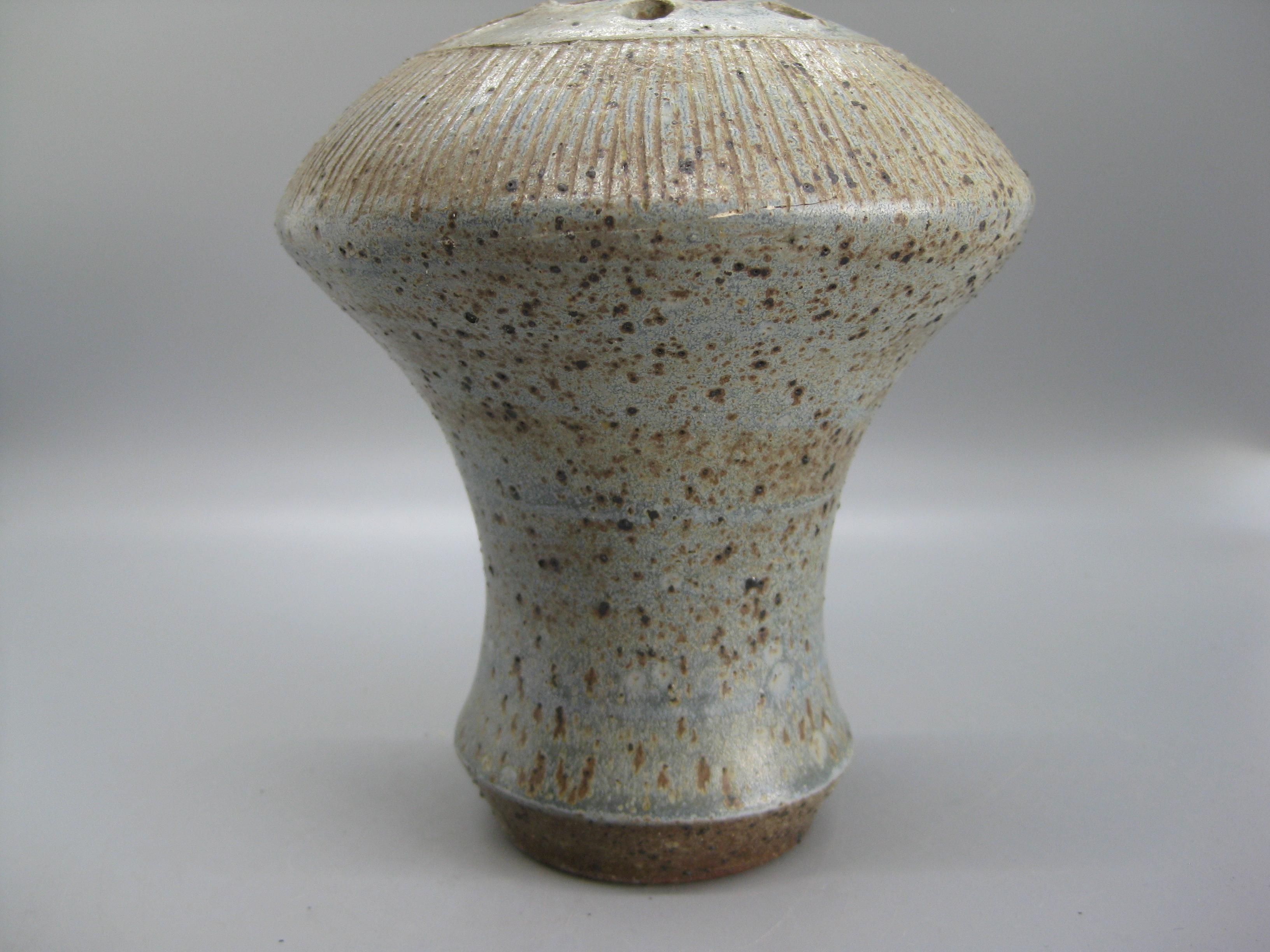 Ed Cromley California Studio Art Pottery Sgraffito Organic Weed Vase Vessel 1