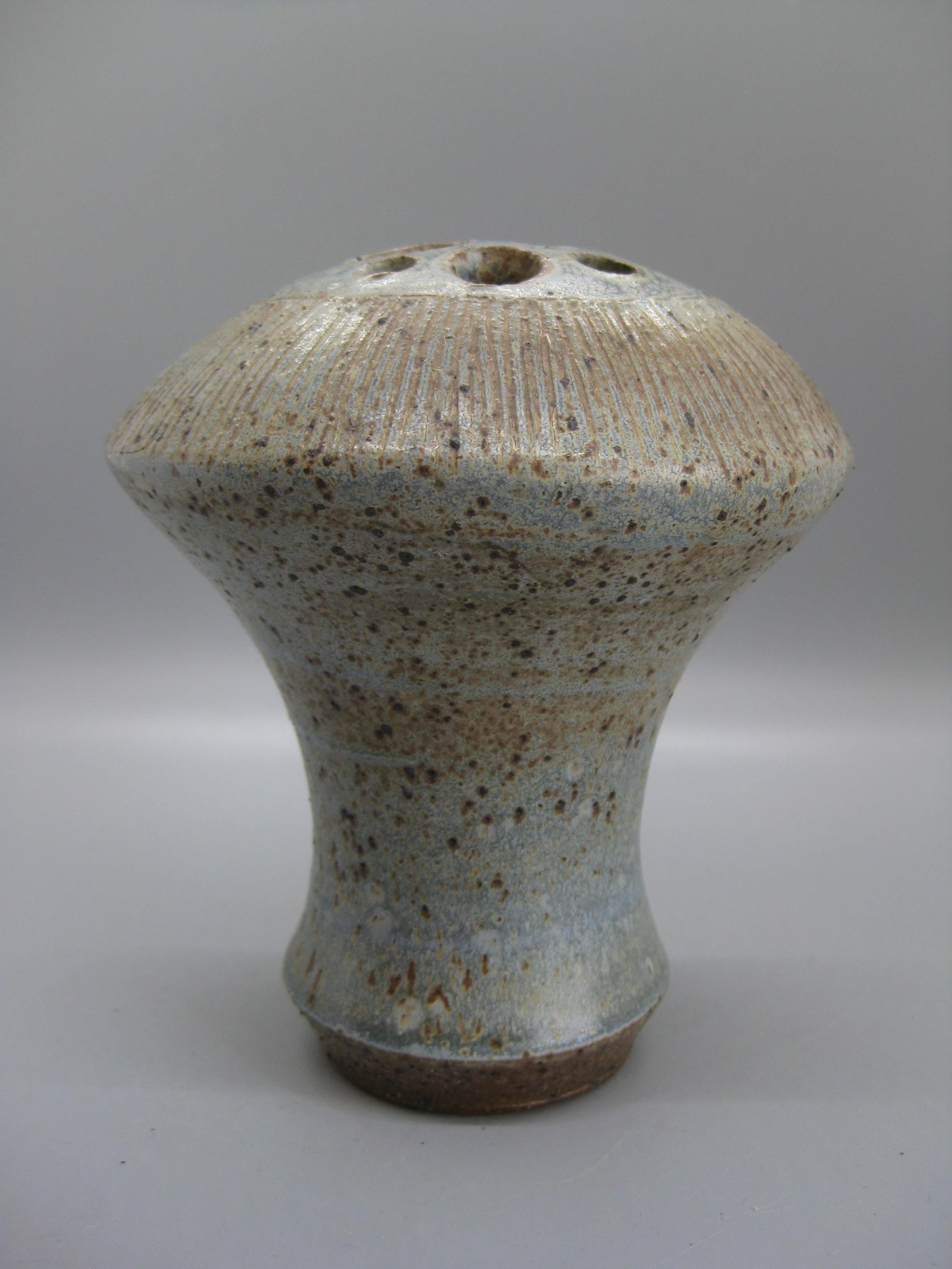 Ed Cromley California Studio Art Pottery Sgraffito Organic Weed Vase Vessel 2