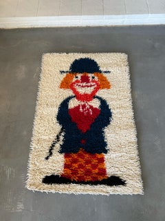EGE RYA VANGUARD Tapis Rya danois moderne du milieu du siècle dernier en laine crème clown des années 60