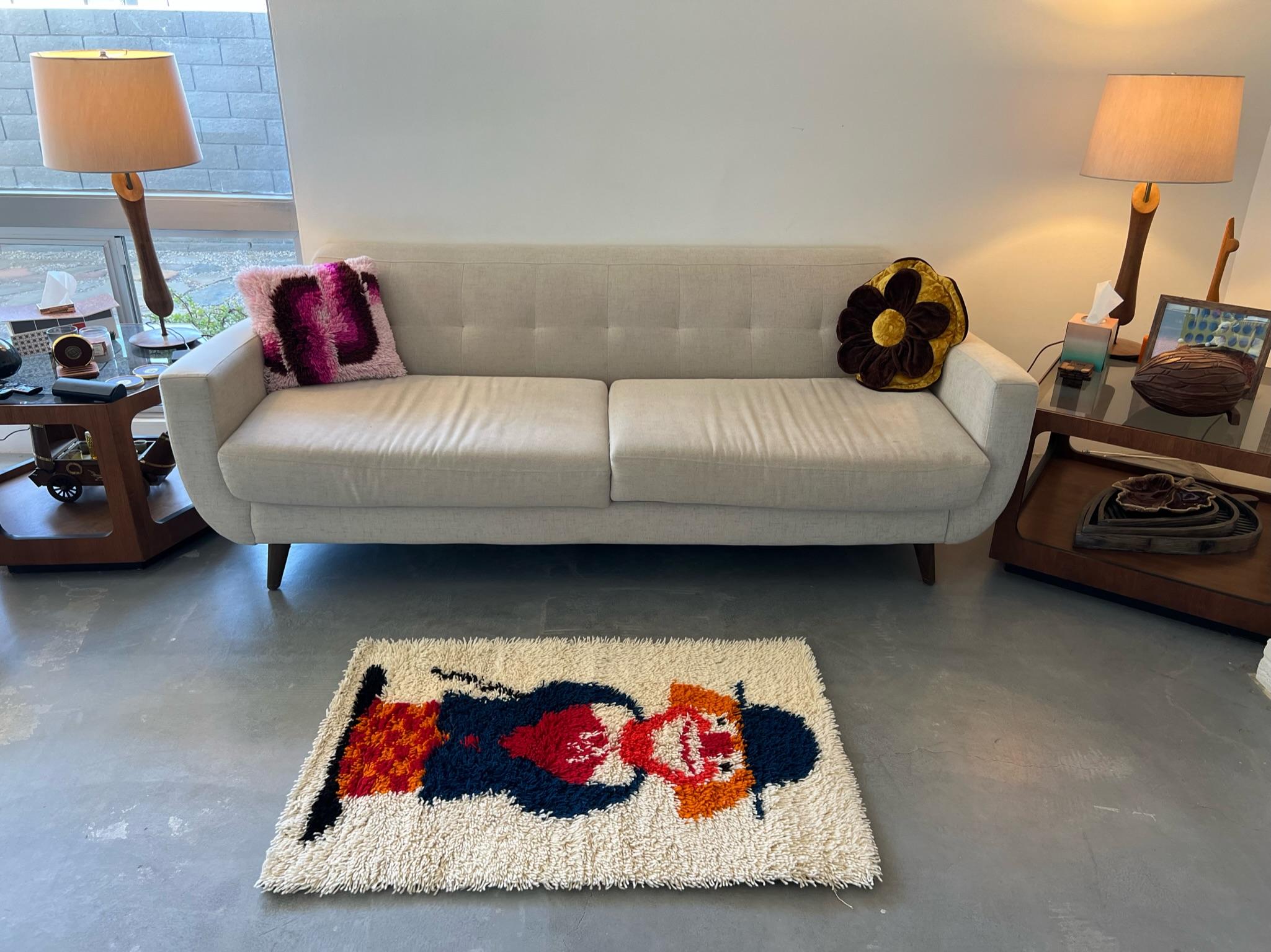 60's EGE RYA VANGUARD Payaso Crema Lana SIN USAR Alfombra danesa de mediados de siglo Rya Moderna Danés en venta