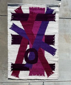 EGE RYA VANGUARD Écharpes violettes en laine nouées Tapis danois moderne MCM 6'x9' des années 60