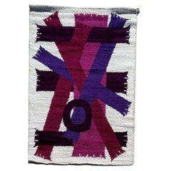 60's EGE RYA VANGUARD Purple Scarves Wool UNUSED Modern Danish Rug MCM 6'x9'