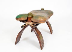 60er Jahre Ägyptisches Leder Kamel-Sattee-Hocker Fußhocker Ottoman-Hocker Middle Eastern