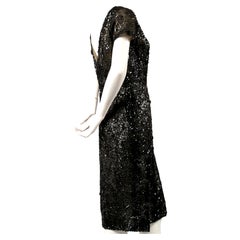 60's EISA by CRISTOBAL BALENCIAGA vestido de alta costura de encaje con lentejuelas y abalorios