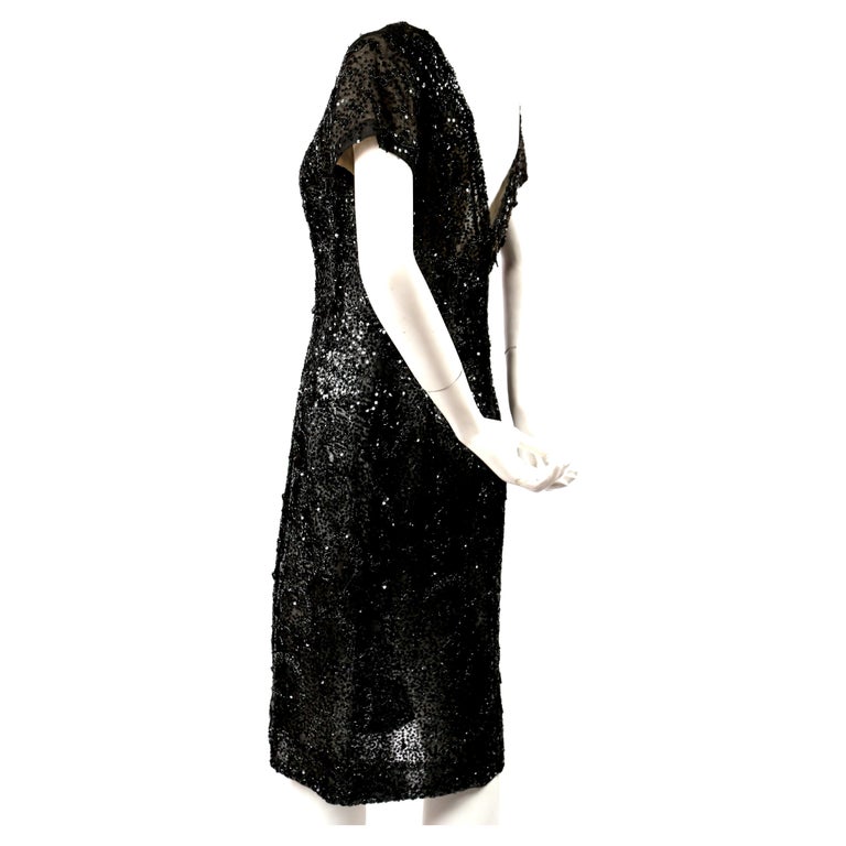 I særdeleshed Mount Vesuv Orient 60's EISA by CRISTOBAL BALENCIAGA haute couture lace dress with sequins and  beads For Sale at 1stDibs