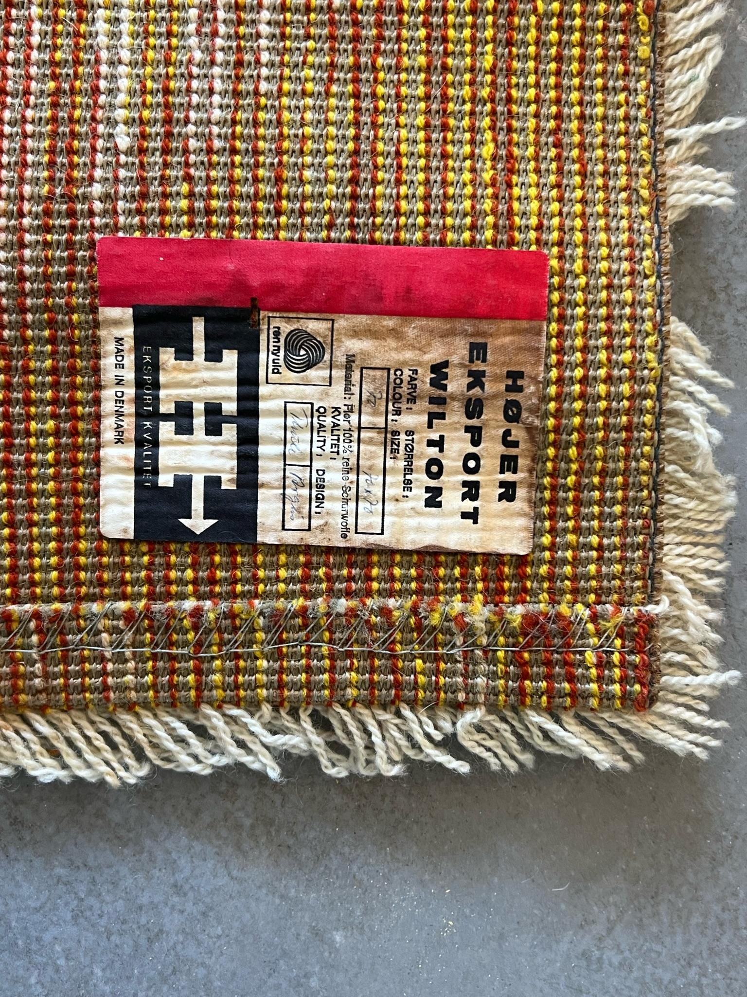Danese Tappeto EKSPORT WILTON Bullseye anni '60 INUTILIZZATO Mid Century Rya Danish Rug Verner Panton in vendita
